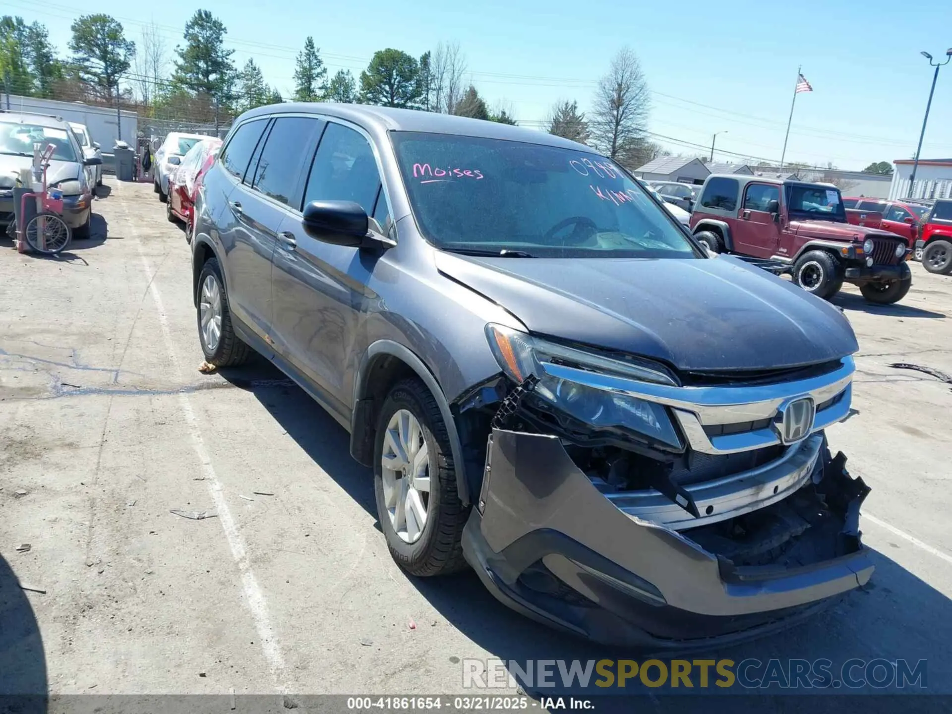 1 Photograph of a damaged car 5FNYF6H15KB070888 HONDA PILOT 2019