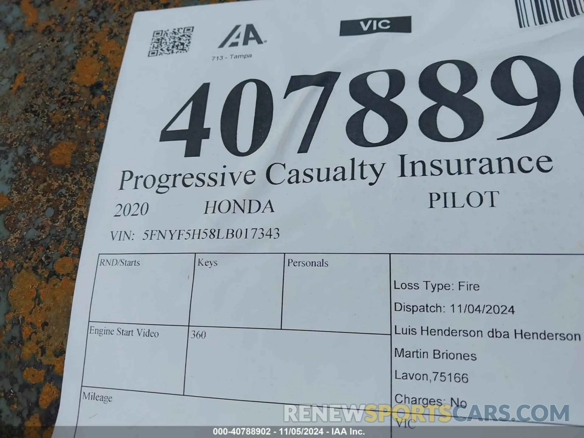 9 Photograph of a damaged car 5FNYF5H58LB017343 HONDA PILOT 2020
