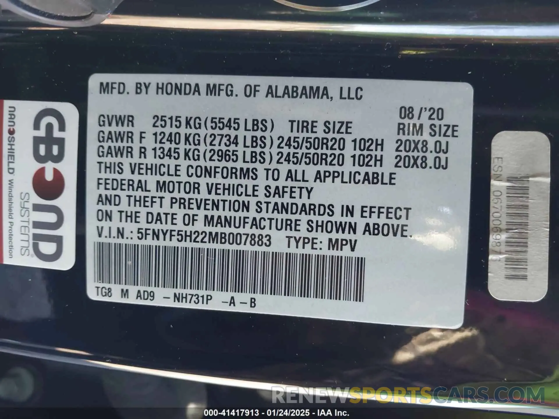 9 Photograph of a damaged car 5FNYF5H22MB007883 HONDA PILOT 2021