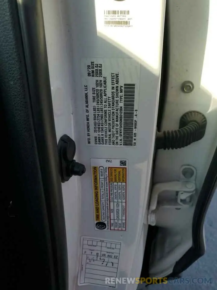 13 Photograph of a damaged car 5FNYF5H26MB012004 HONDA PILOT 2021