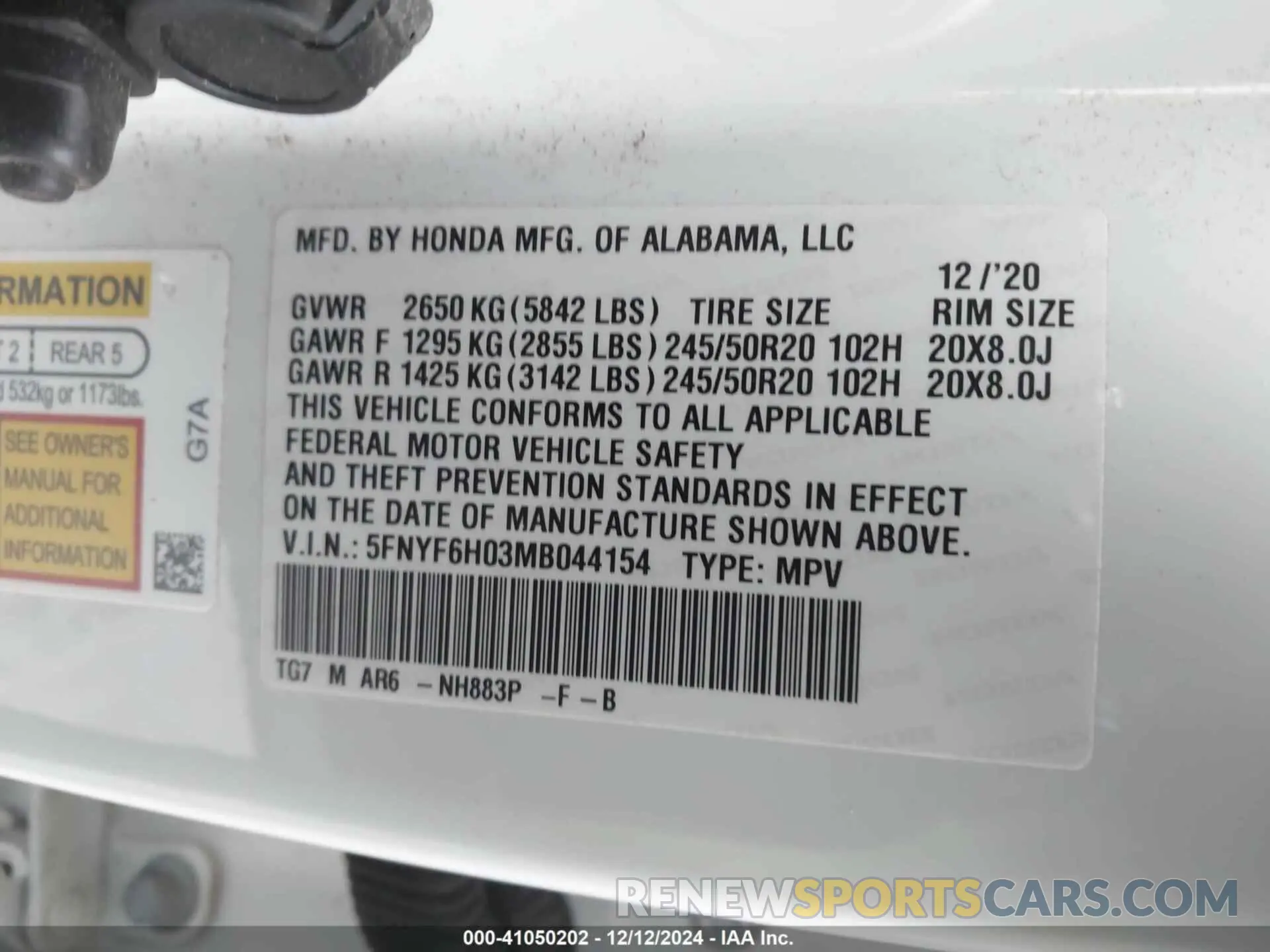 9 Photograph of a damaged car 5FNYF6H03MB044154 HONDA PILOT 2021
