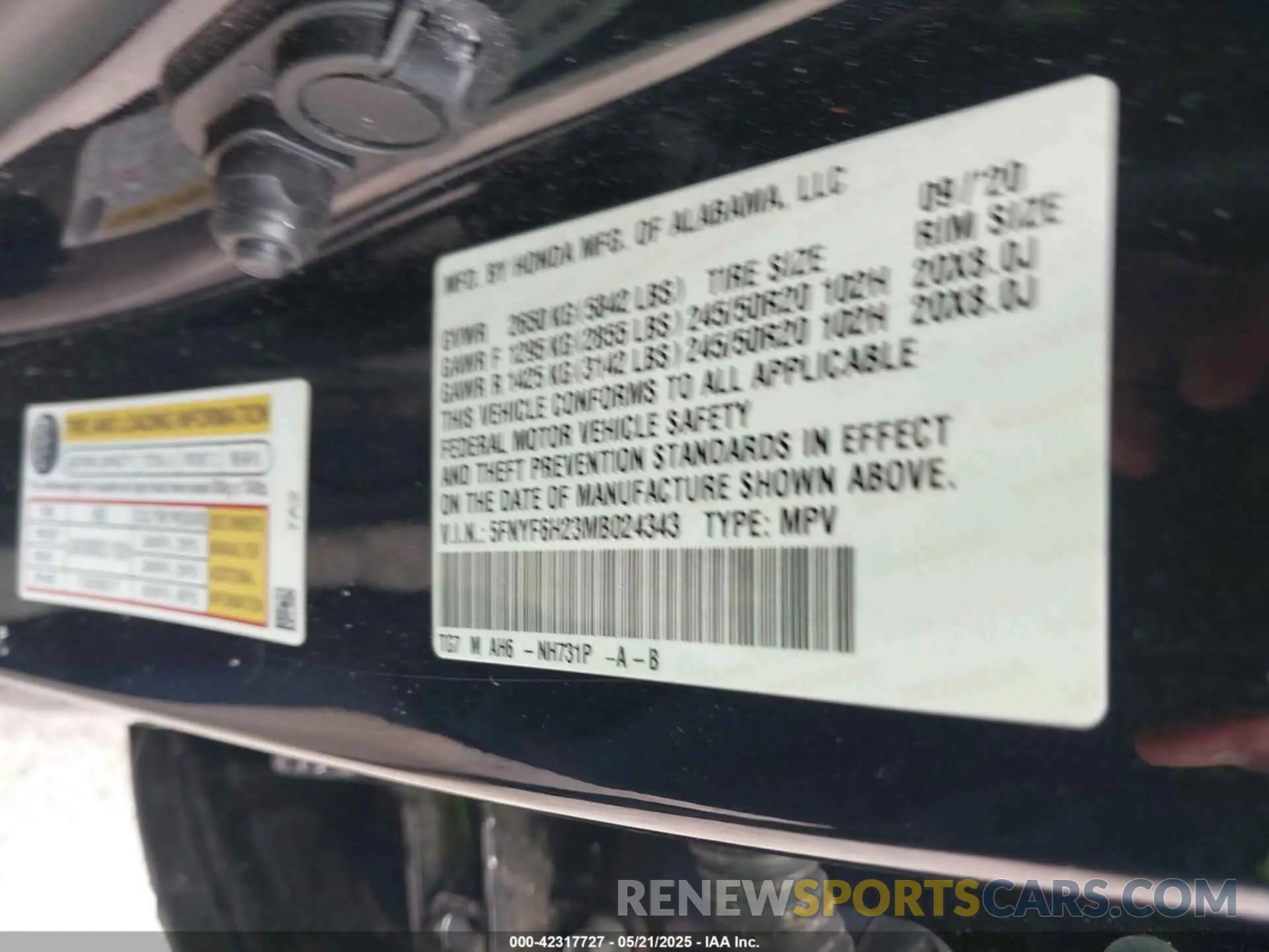 9 Photograph of a damaged car 5FNYF6H23MB024343 HONDA PILOT 2021