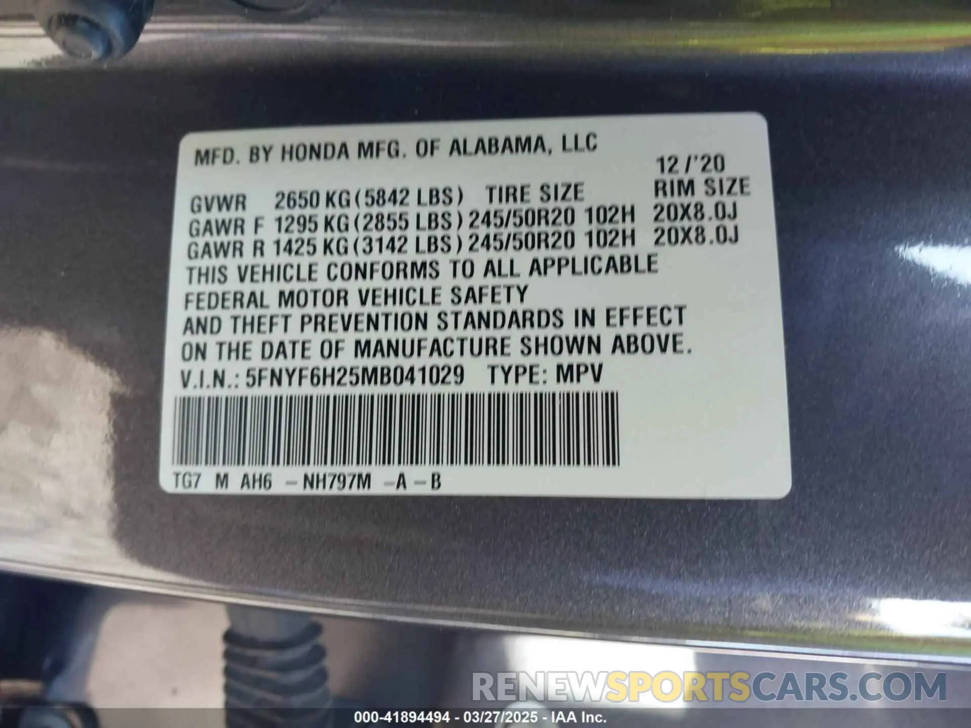 9 Photograph of a damaged car 5FNYF6H25MB041029 HONDA PILOT 2021