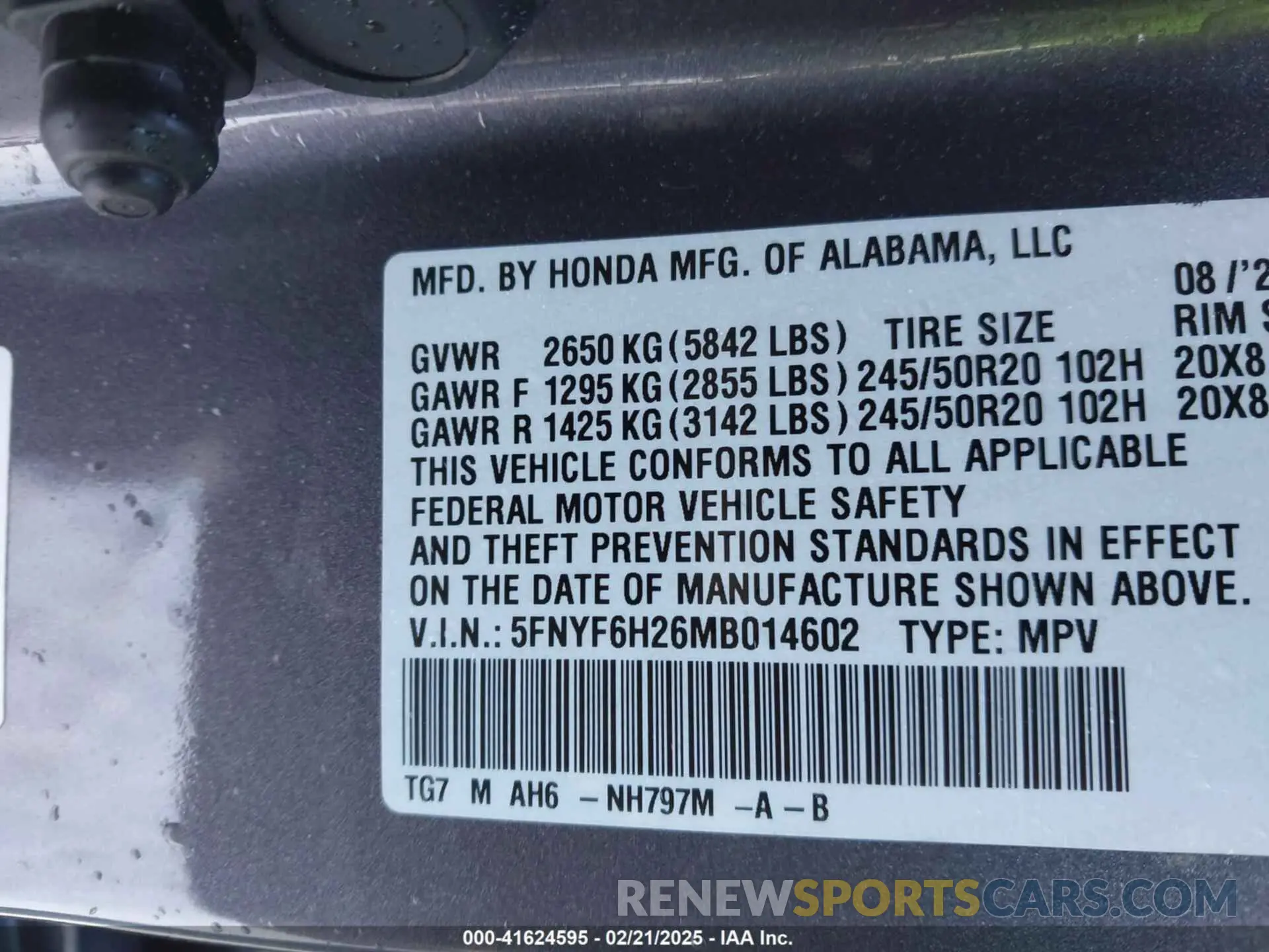 9 Photograph of a damaged car 5FNYF6H26MB014602 HONDA PILOT 2021