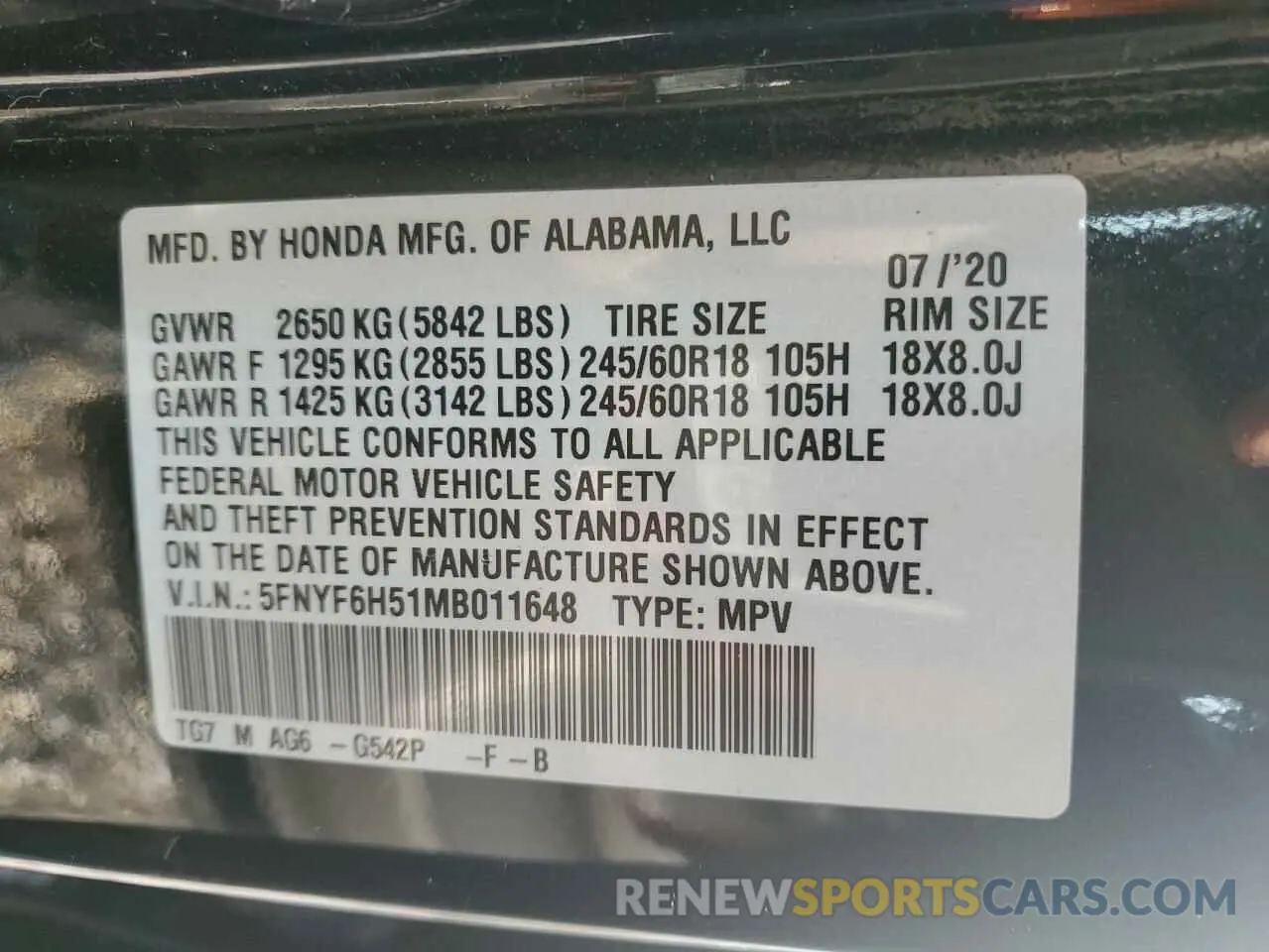 15 Photograph of a damaged car 5FNYF6H51MB011648 HONDA PILOT 2021