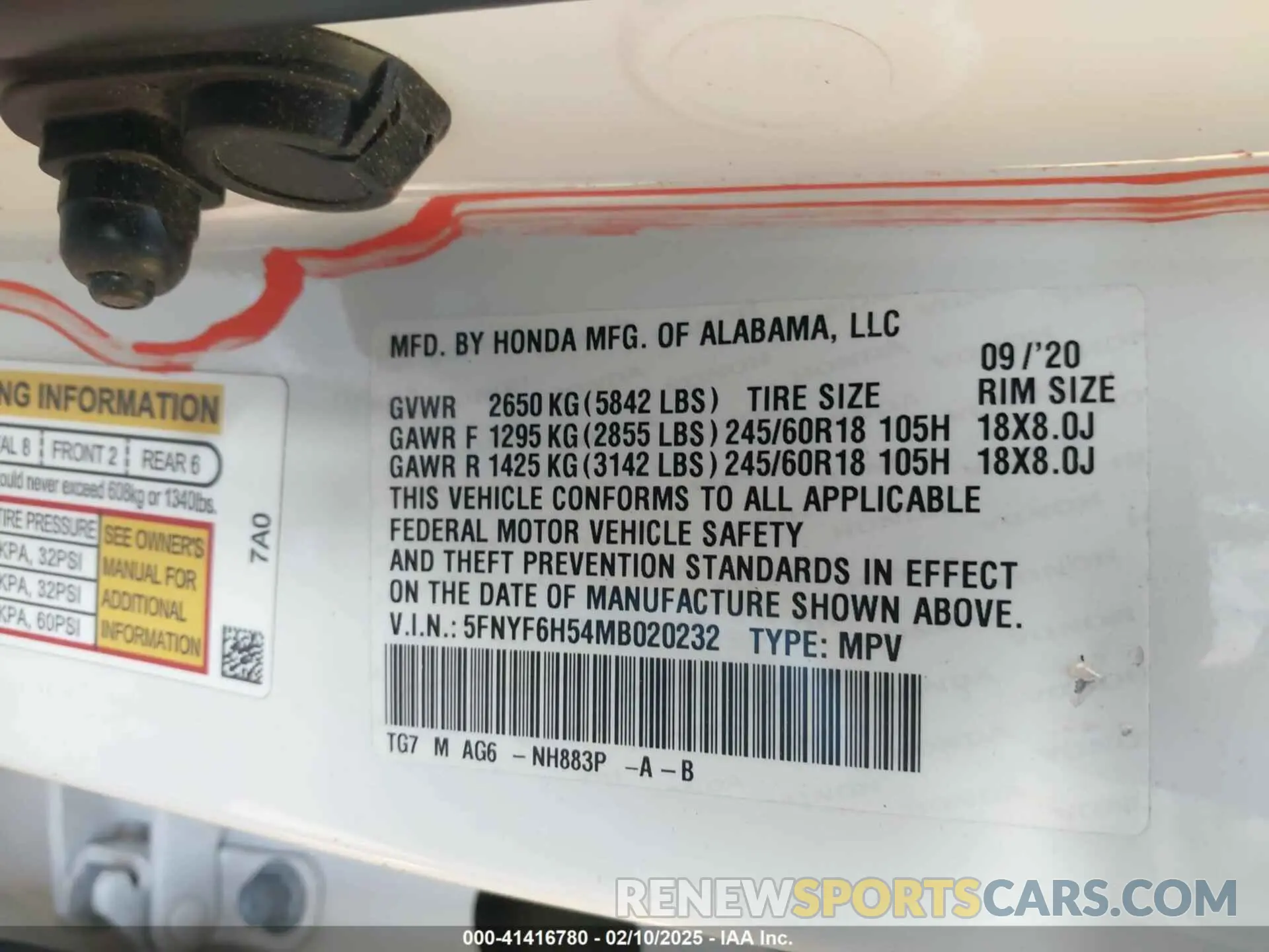9 Photograph of a damaged car 5FNYF6H54MB020232 HONDA PILOT 2021