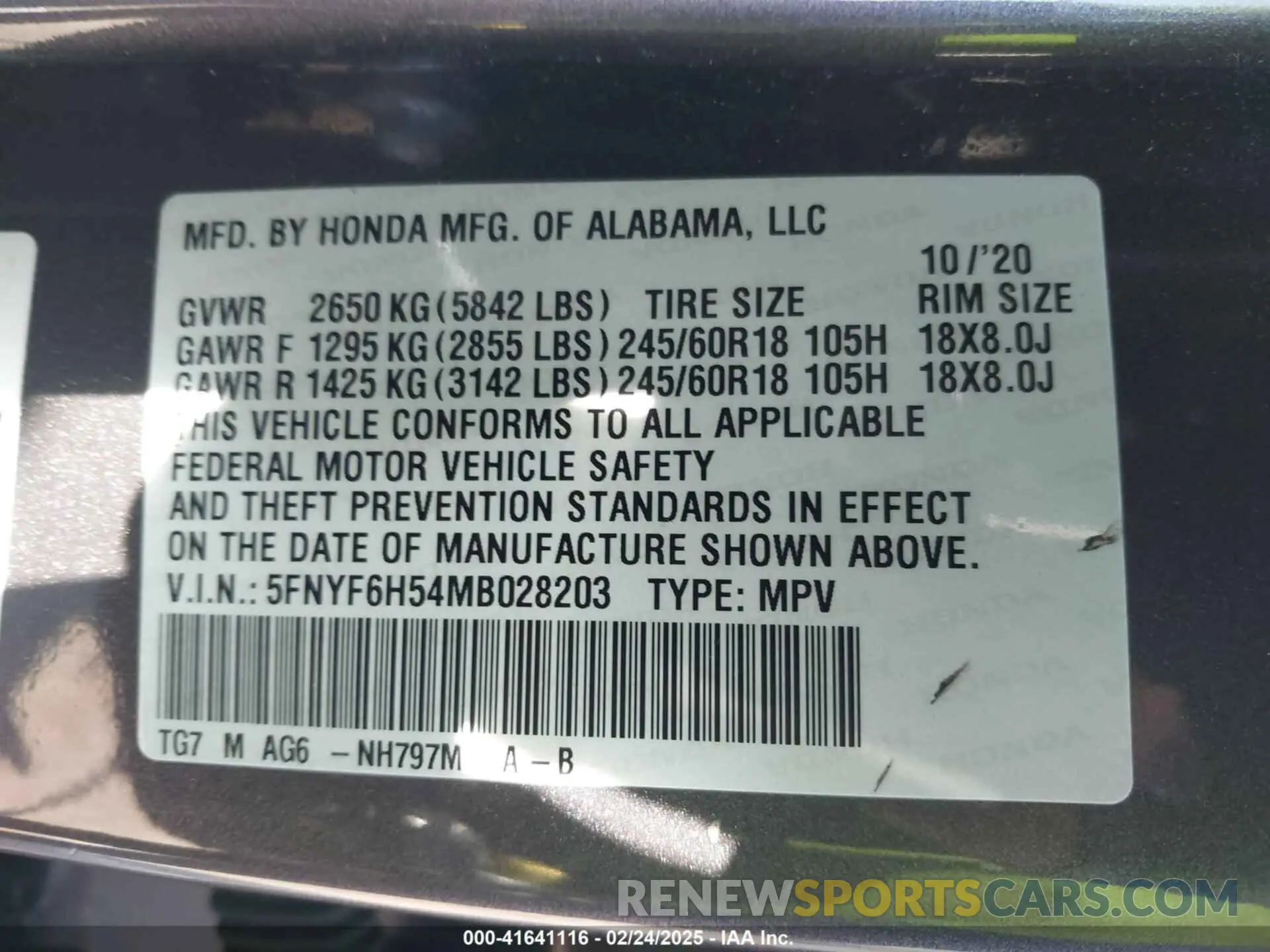 9 Photograph of a damaged car 5FNYF6H54MB028203 HONDA PILOT 2021