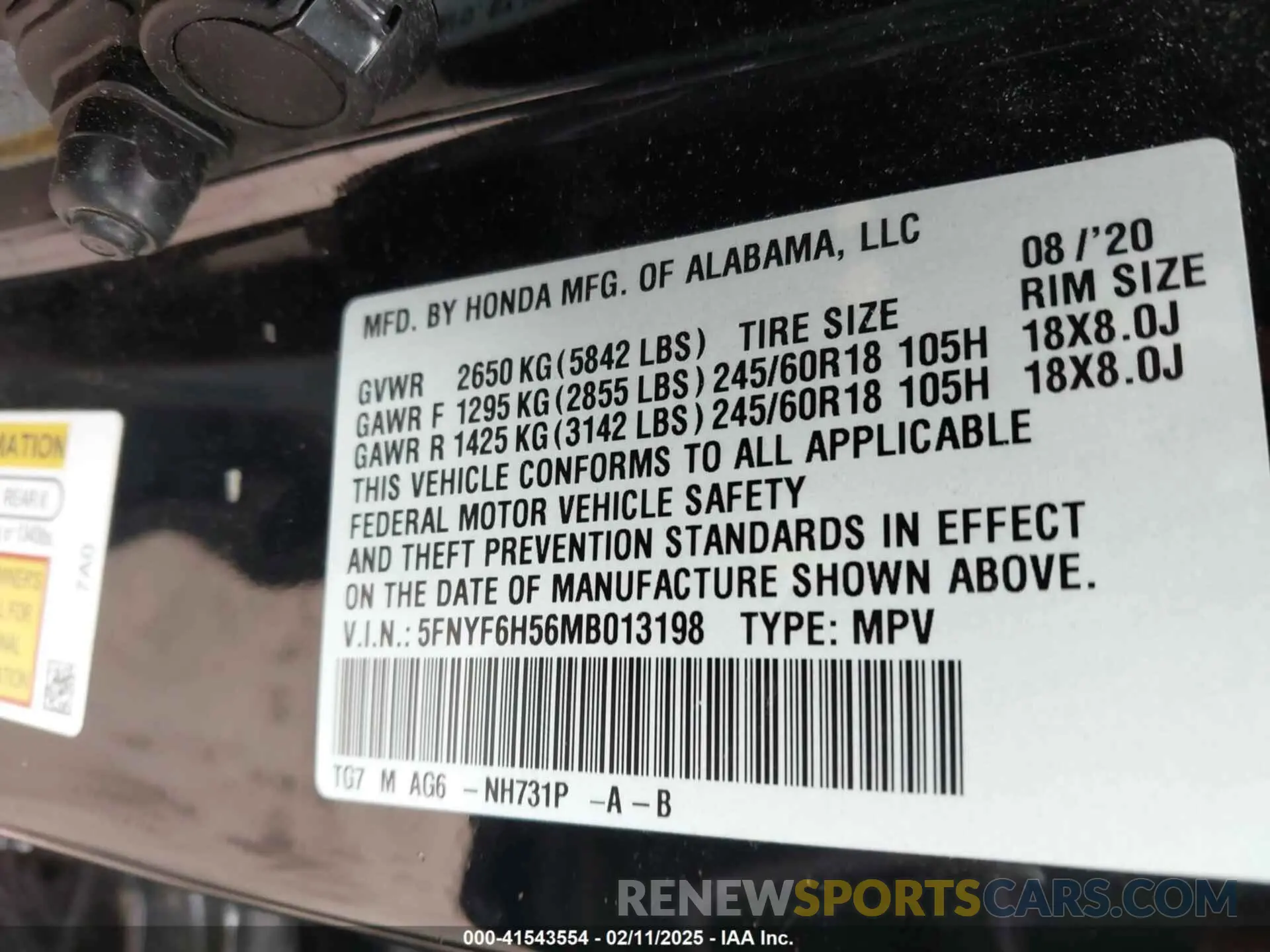 9 Photograph of a damaged car 5FNYF6H56MB013198 HONDA PILOT 2021