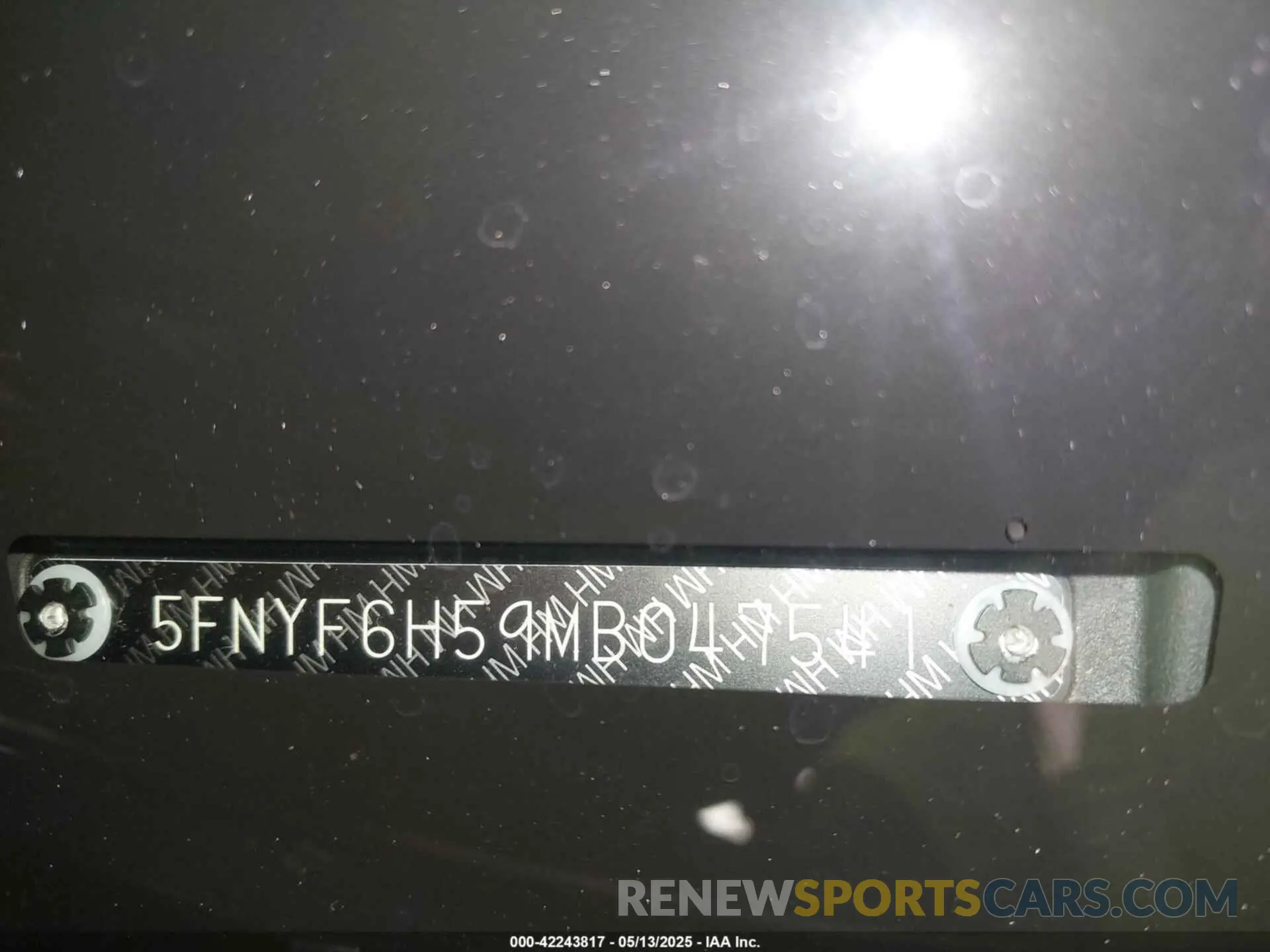 19 Photograph of a damaged car 5FNYF6H59MB047541 HONDA PILOT 2021