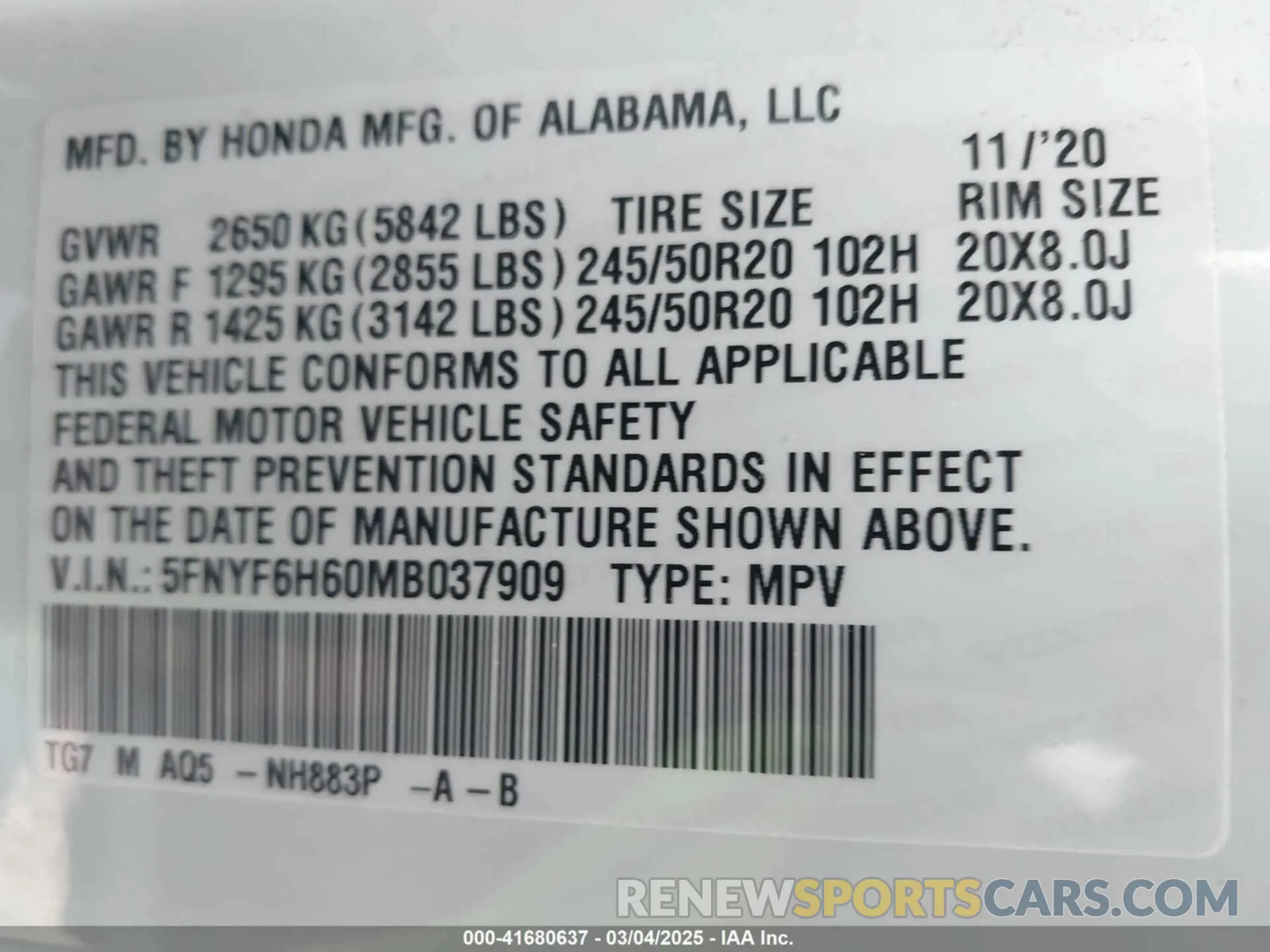 9 Photograph of a damaged car 5FNYF6H60MB037909 HONDA PILOT 2021
