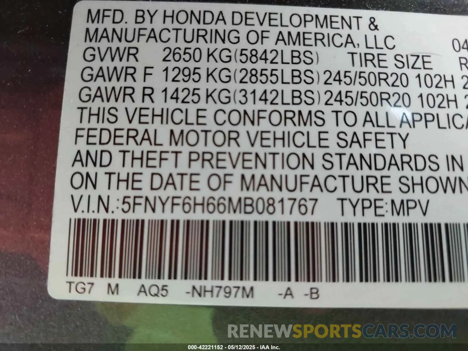 9 Photograph of a damaged car 5FNYF6H66MB081767 HONDA PILOT 2021