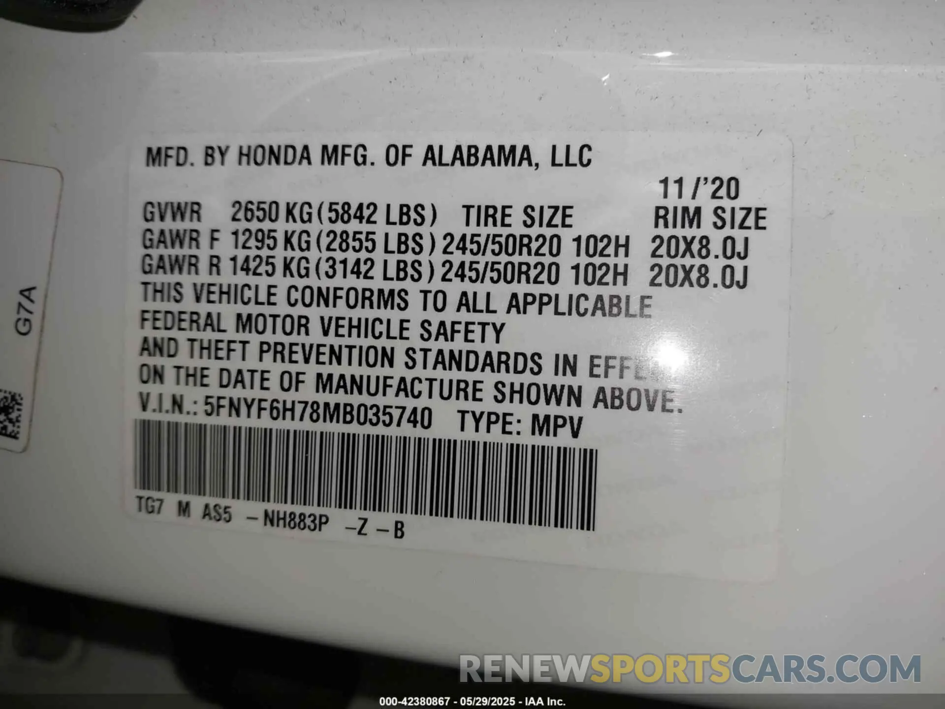 9 Photograph of a damaged car 5FNYF6H78MB035740 HONDA PILOT 2021