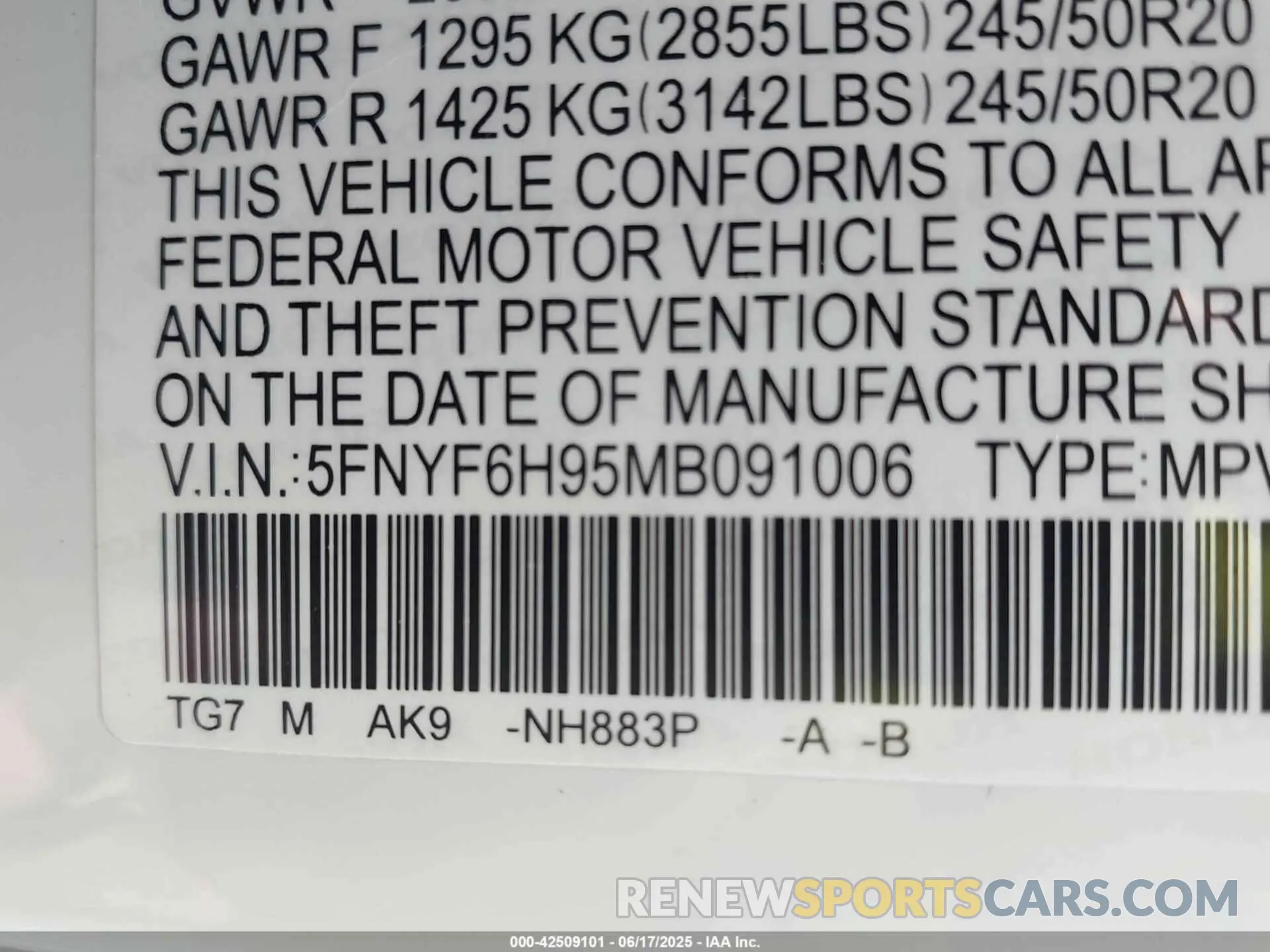 9 Photograph of a damaged car 5FNYF6H95MB091006 HONDA PILOT 2021