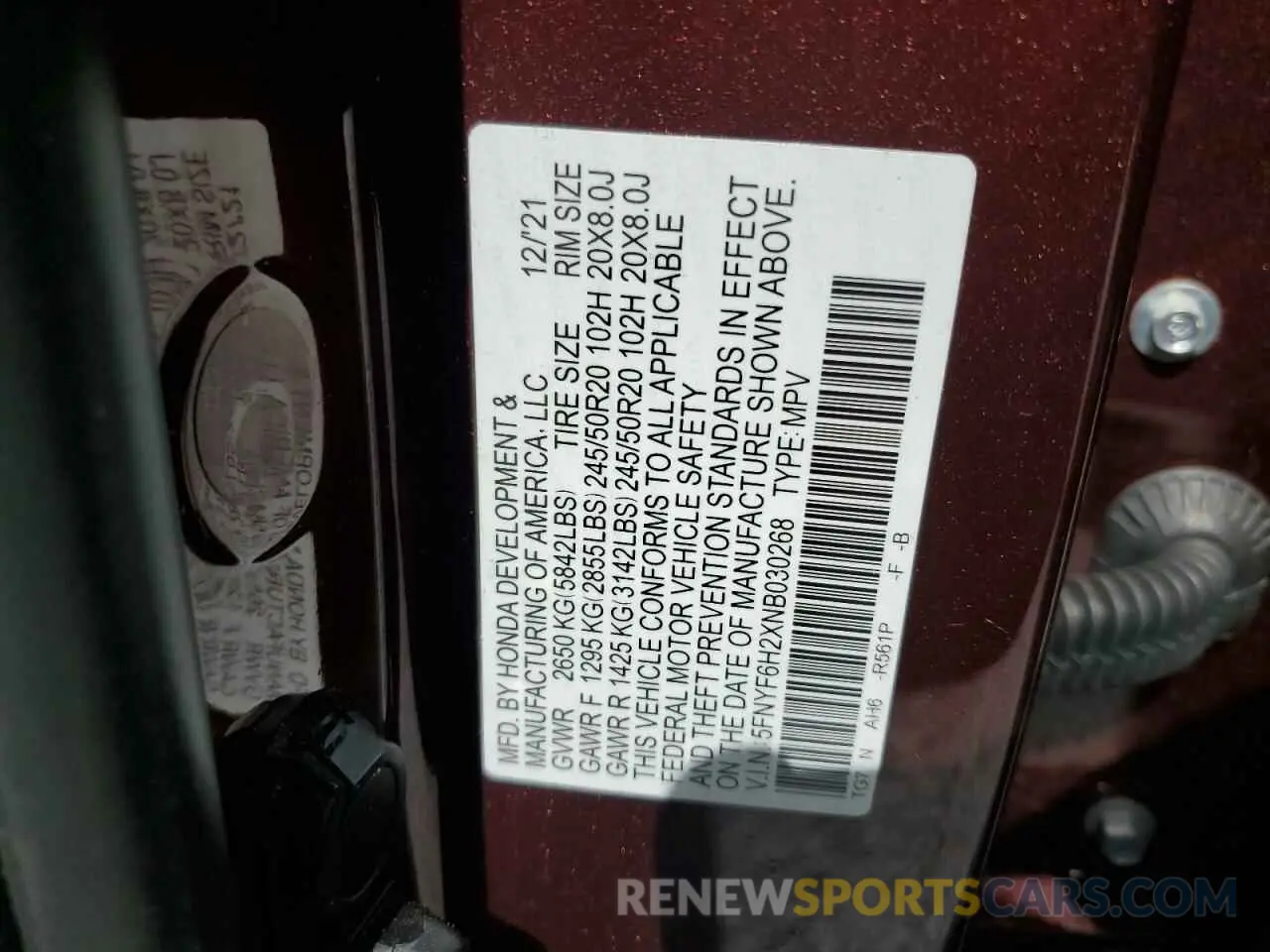 13 Photograph of a damaged car 5FNYF6H2XNB030268 HONDA PILOT 2022