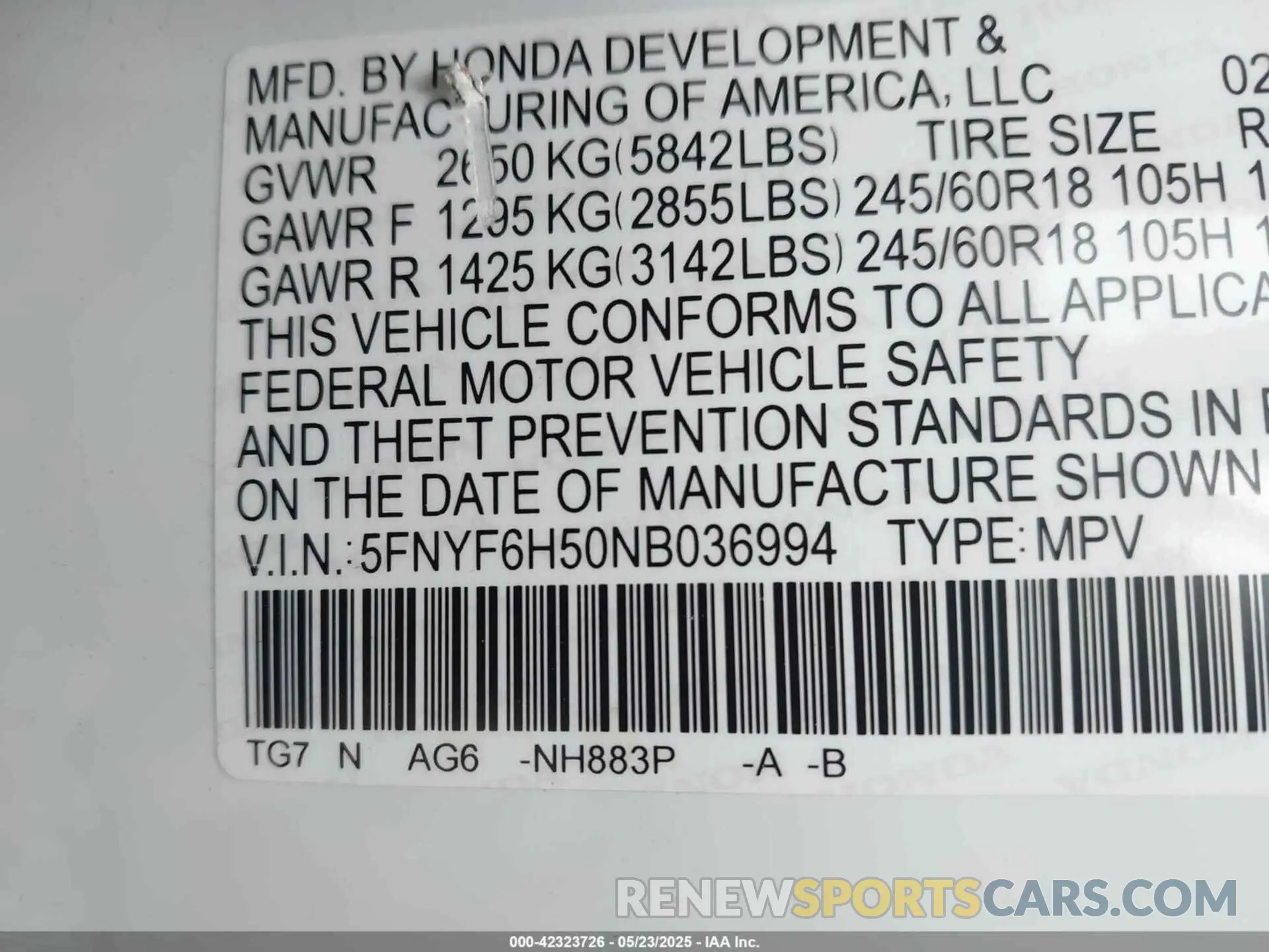 9 Photograph of a damaged car 5FNYF6H50NB036994 HONDA PILOT 2022