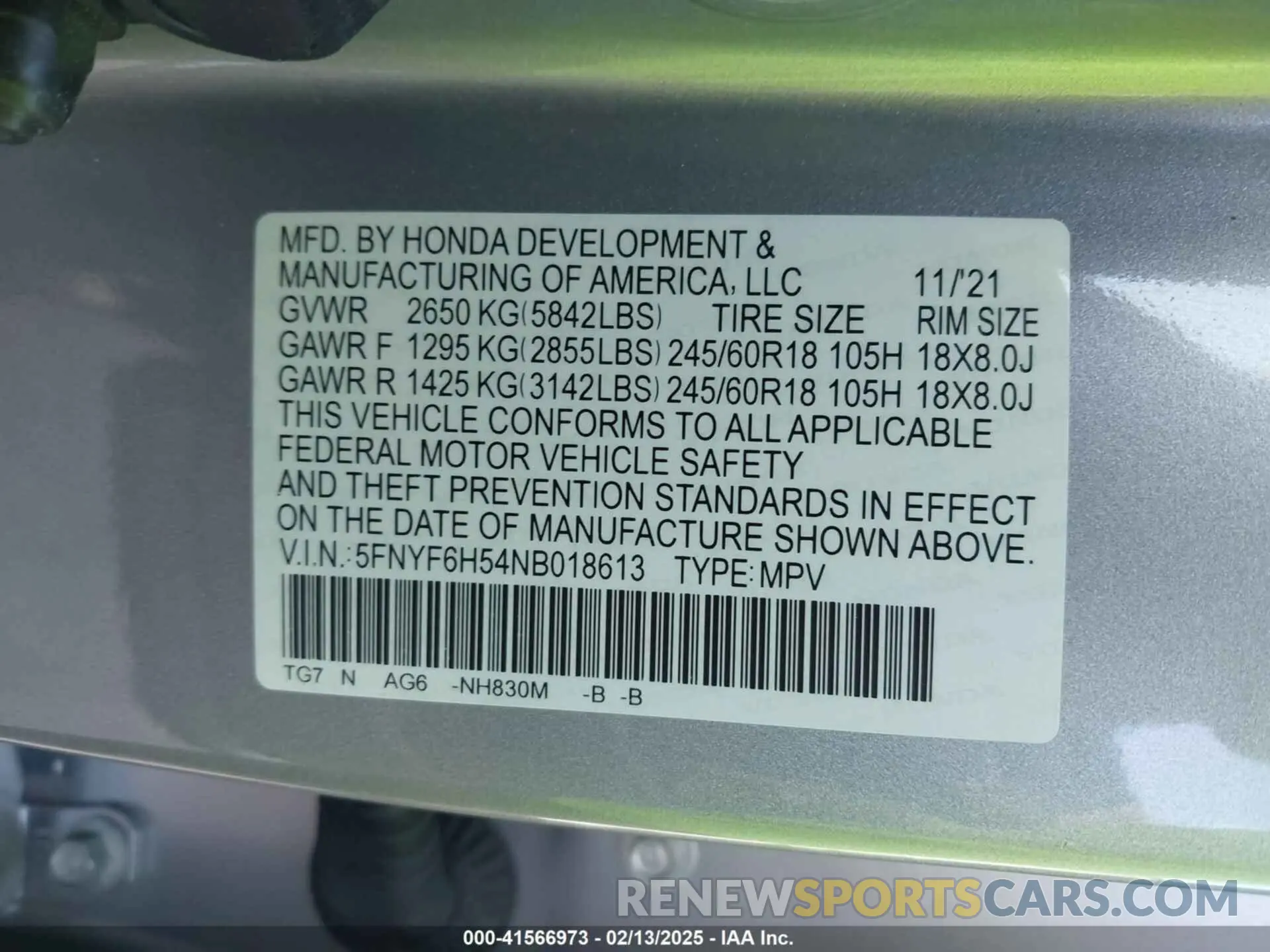 9 Photograph of a damaged car 5FNYF6H54NB018613 HONDA PILOT 2022