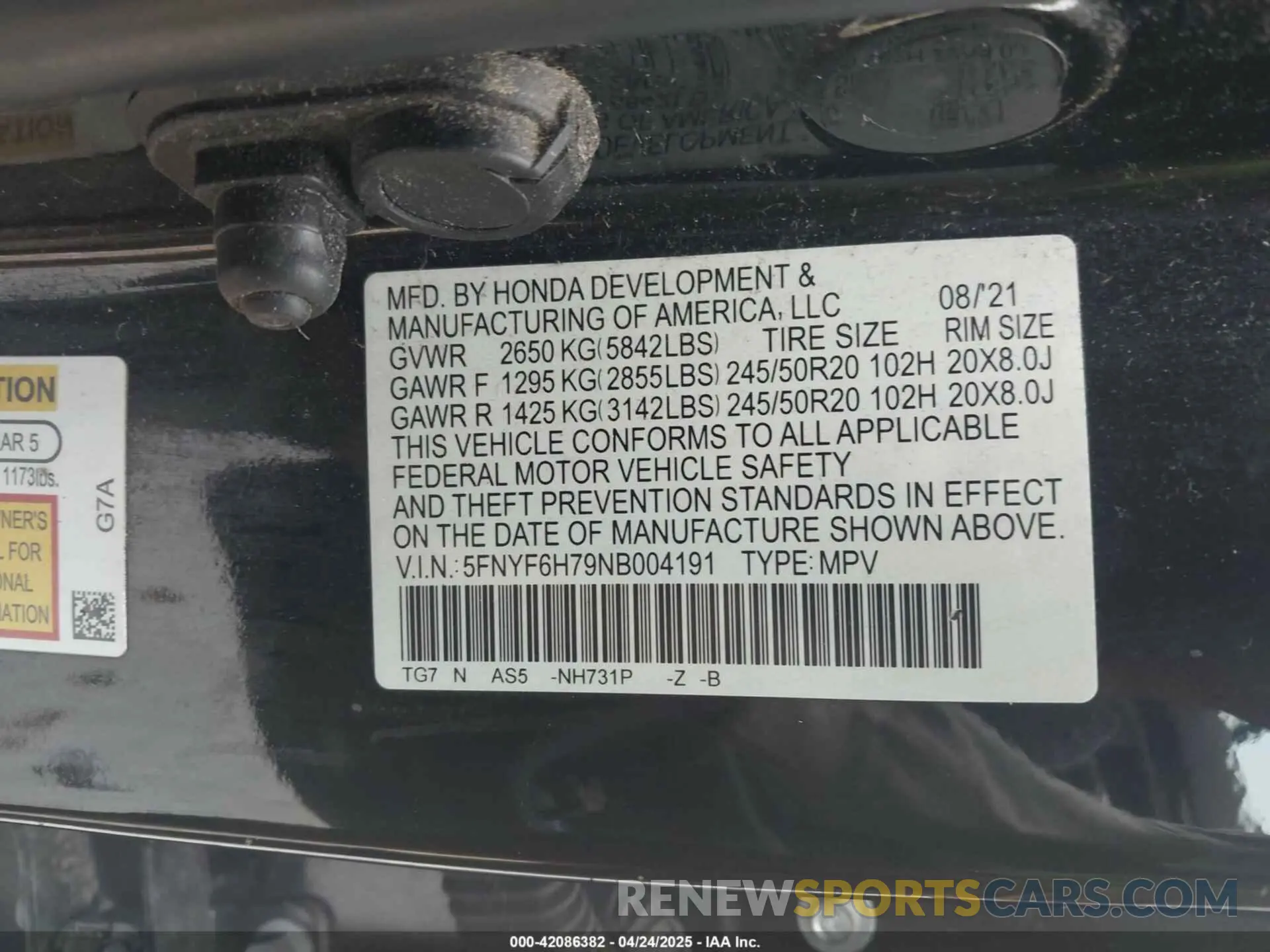 9 Photograph of a damaged car 5FNYF6H79NB004191 HONDA PILOT 2022