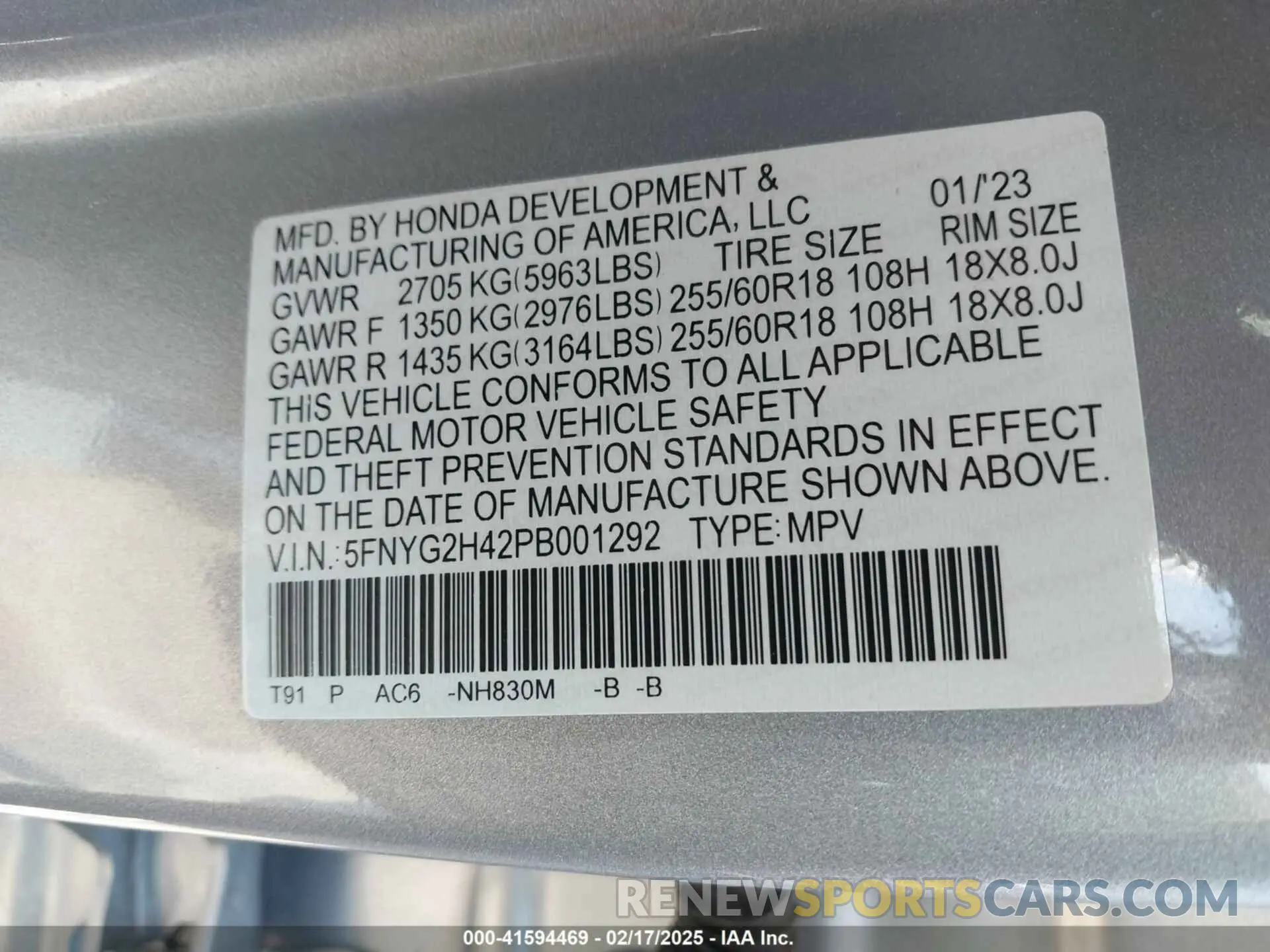 9 Photograph of a damaged car 5FNYG2H42PB001292 HONDA PILOT 2023