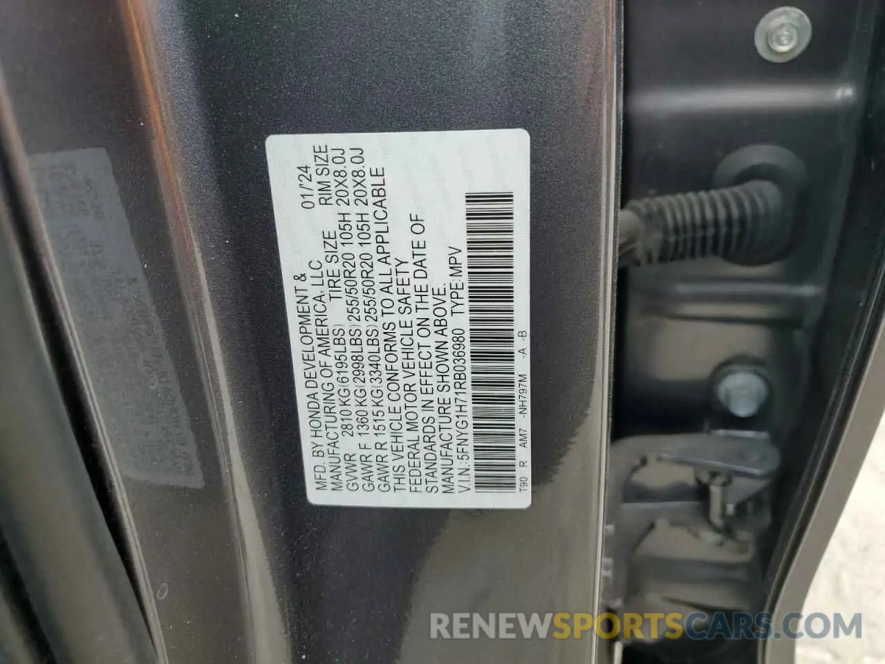 13 Photograph of a damaged car 5FNYG1H71RB036980 HONDA PILOT 2024