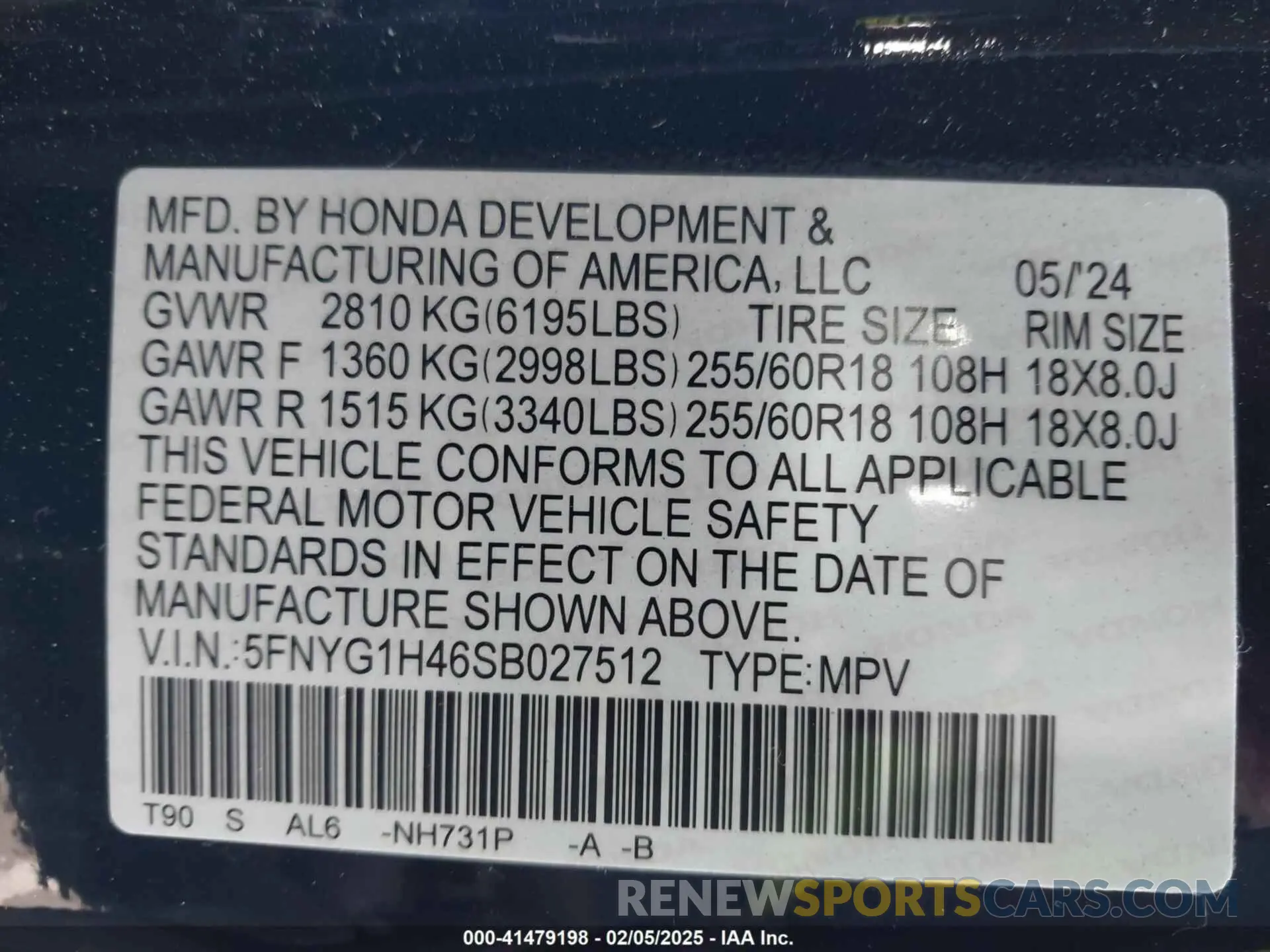9 Photograph of a damaged car 5FNYG1H46SB027512 HONDA PILOT 2025