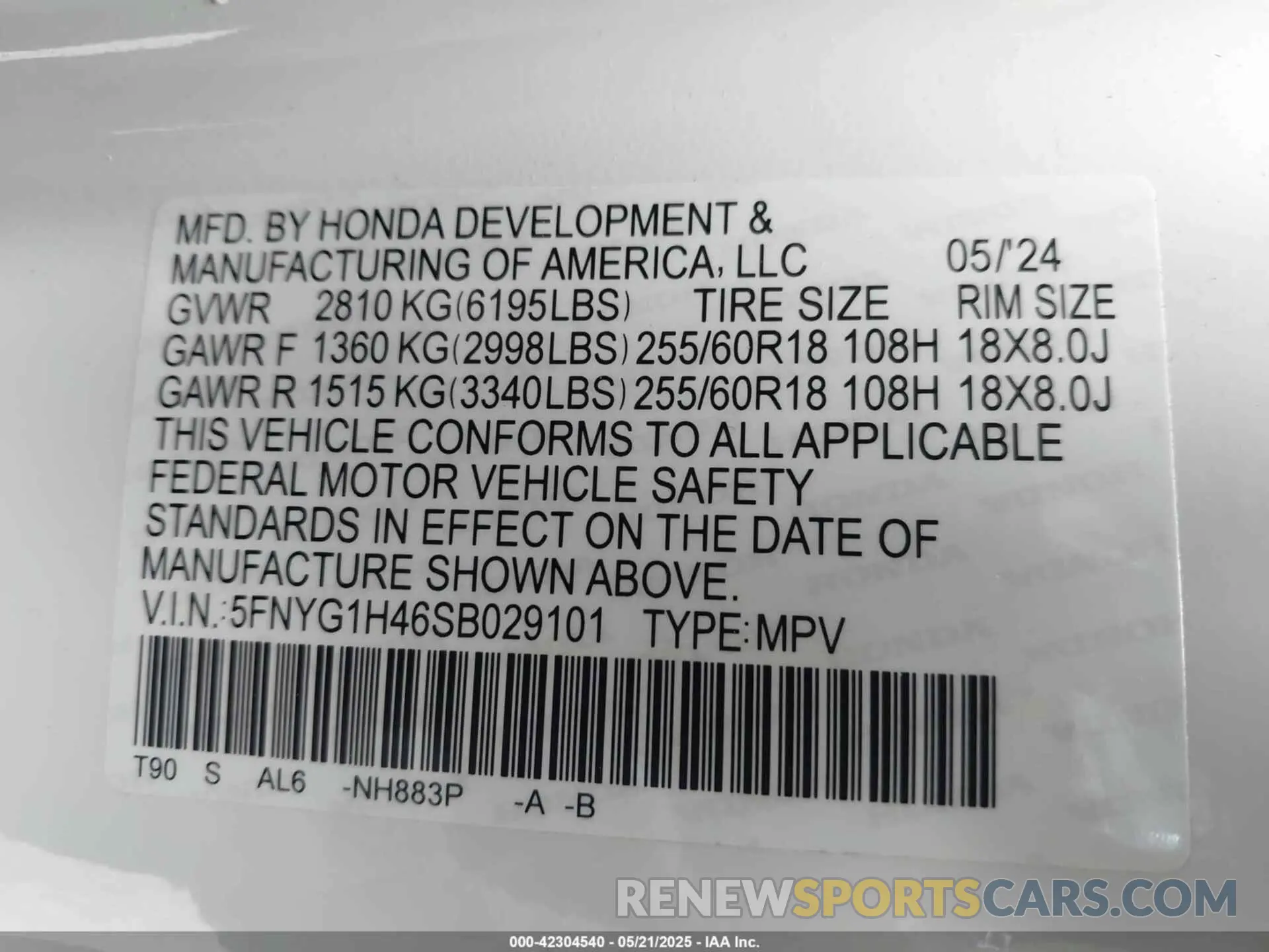 9 Photograph of a damaged car 5FNYG1H46SB029101 HONDA PILOT 2025