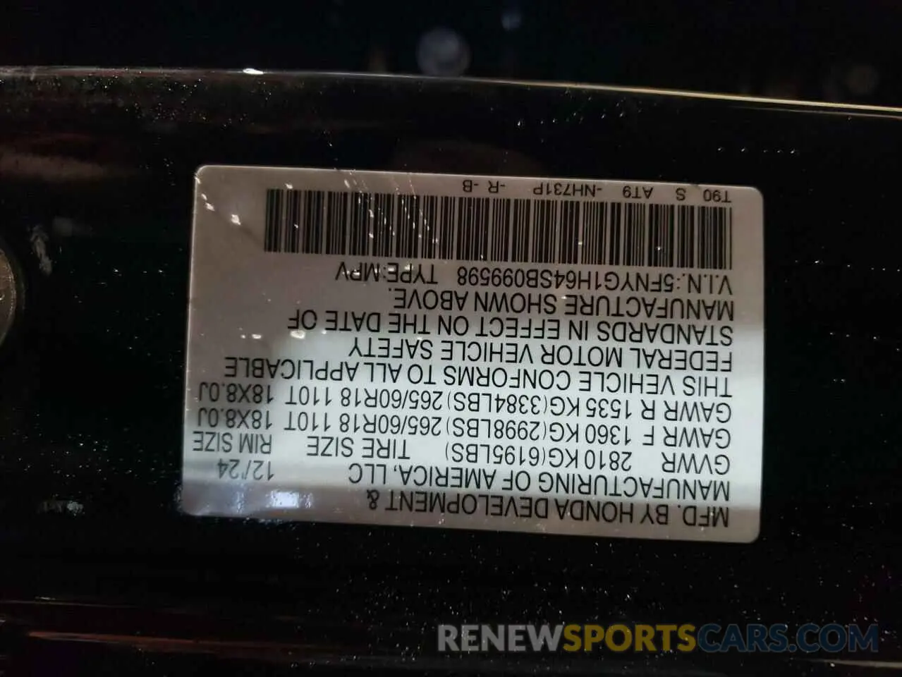 15 Photograph of a damaged car 5FNYG1H64SB099598 HONDA PILOT 2025