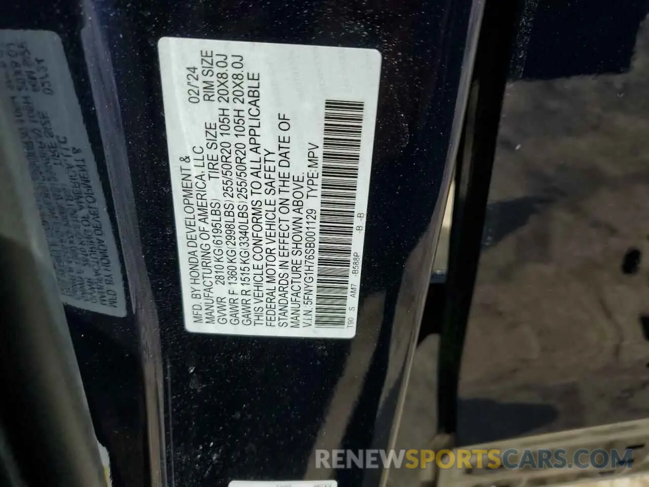 13 Photograph of a damaged car 5FNYG1H76SB001129 HONDA PILOT 2025