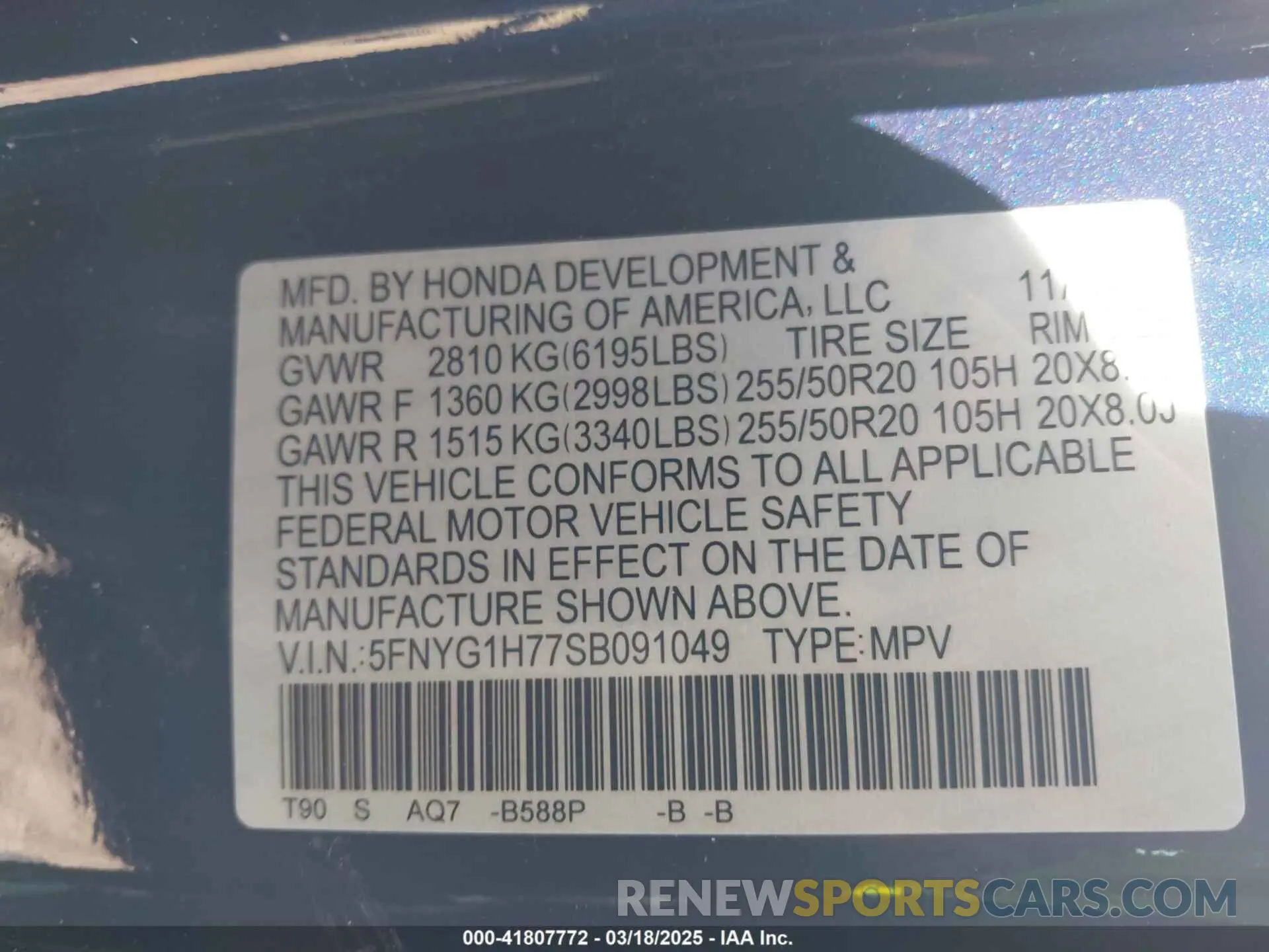 9 Photograph of a damaged car 5FNYG1H77SB091049 HONDA PILOT 2025