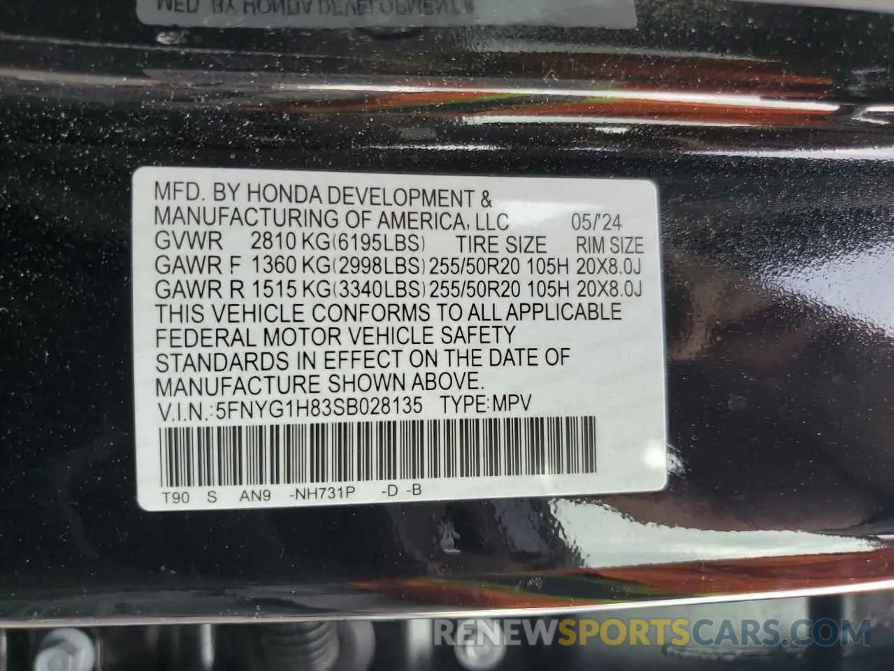 15 Photograph of a damaged car 5FNYG1H83SB028135 HONDA PILOT 2025