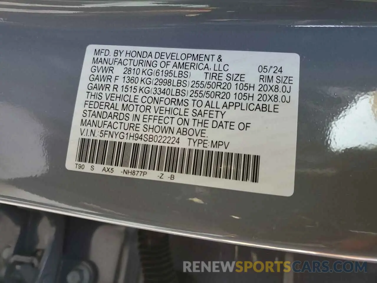 14 Photograph of a damaged car 5FNYG1H94SB022224 HONDA PILOT 2025