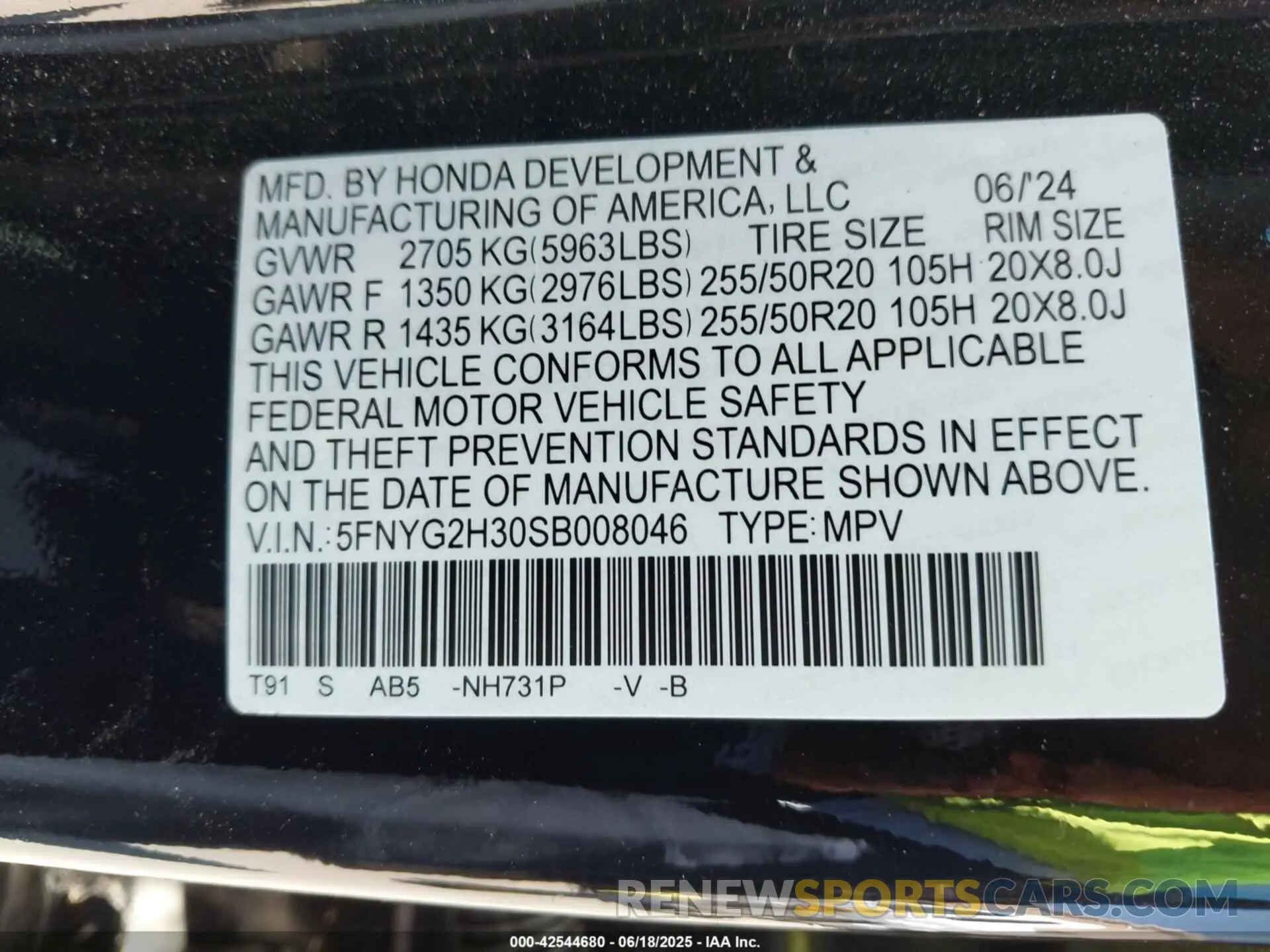 9 Photograph of a damaged car 5FNYG2H30SB008046 HONDA PILOT 2025