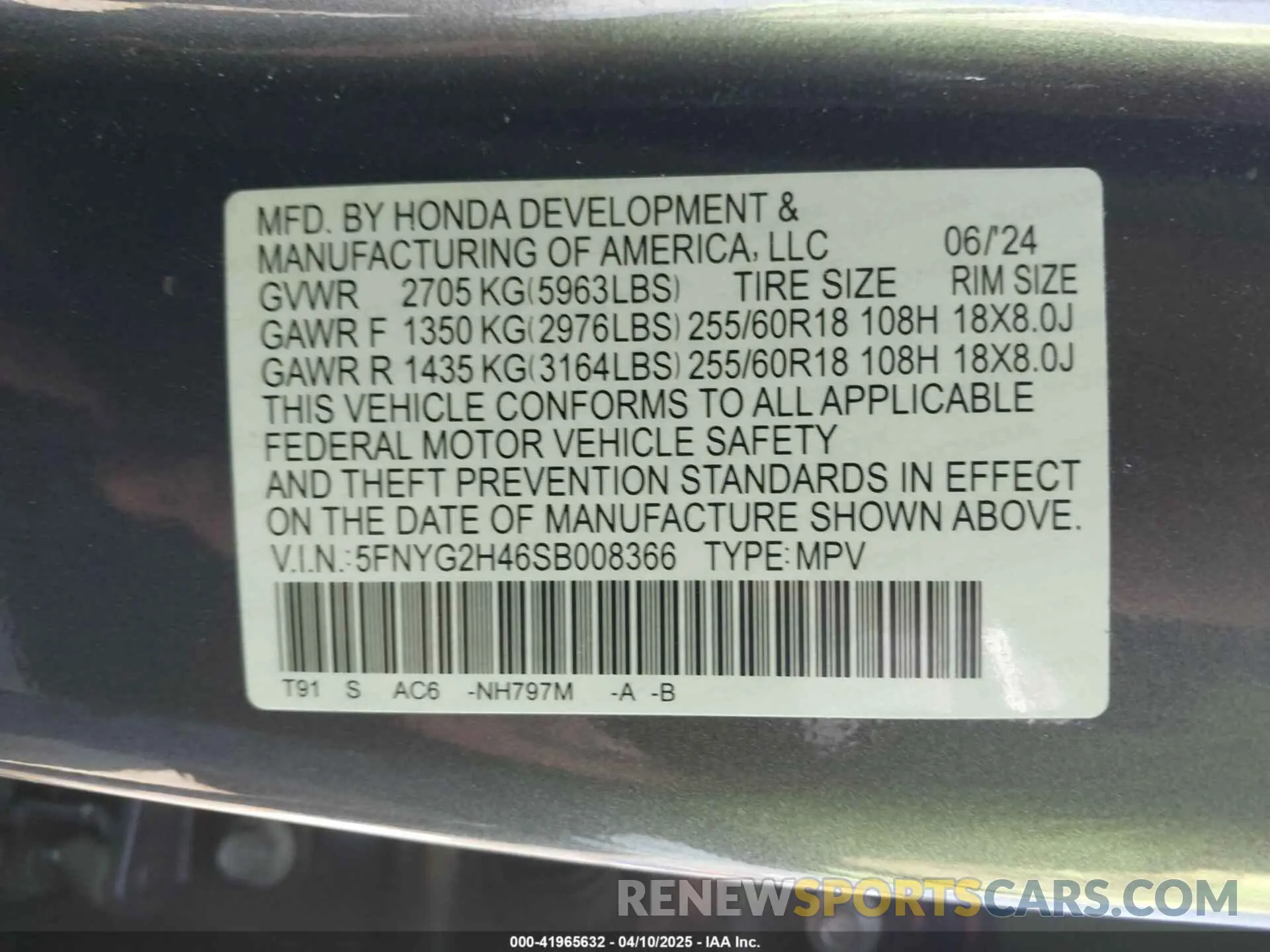 9 Photograph of a damaged car 5FNYG2H46SB008366 HONDA PILOT 2025