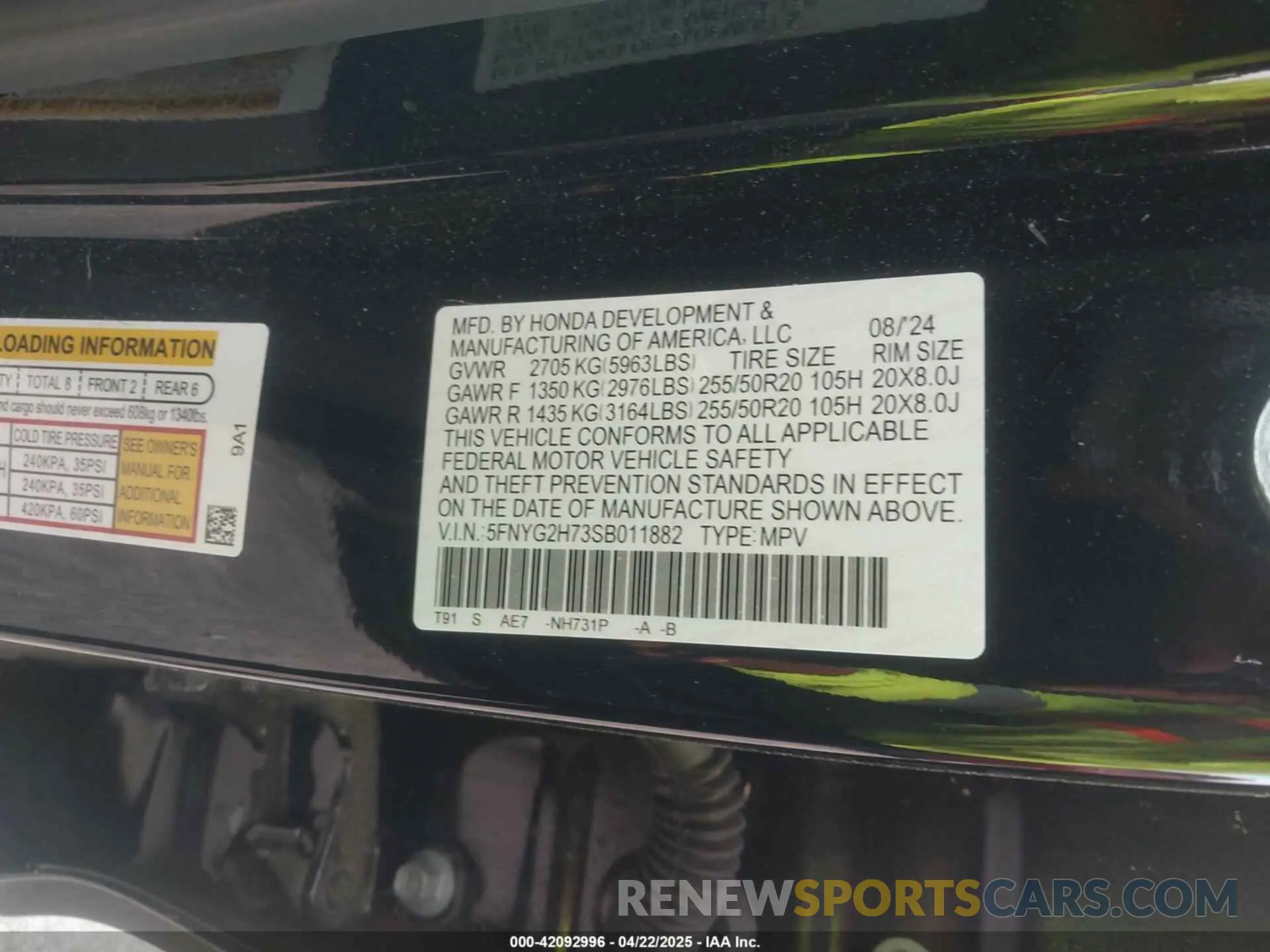 9 Photograph of a damaged car 5FNYG2H73SB011882 HONDA PILOT 2025