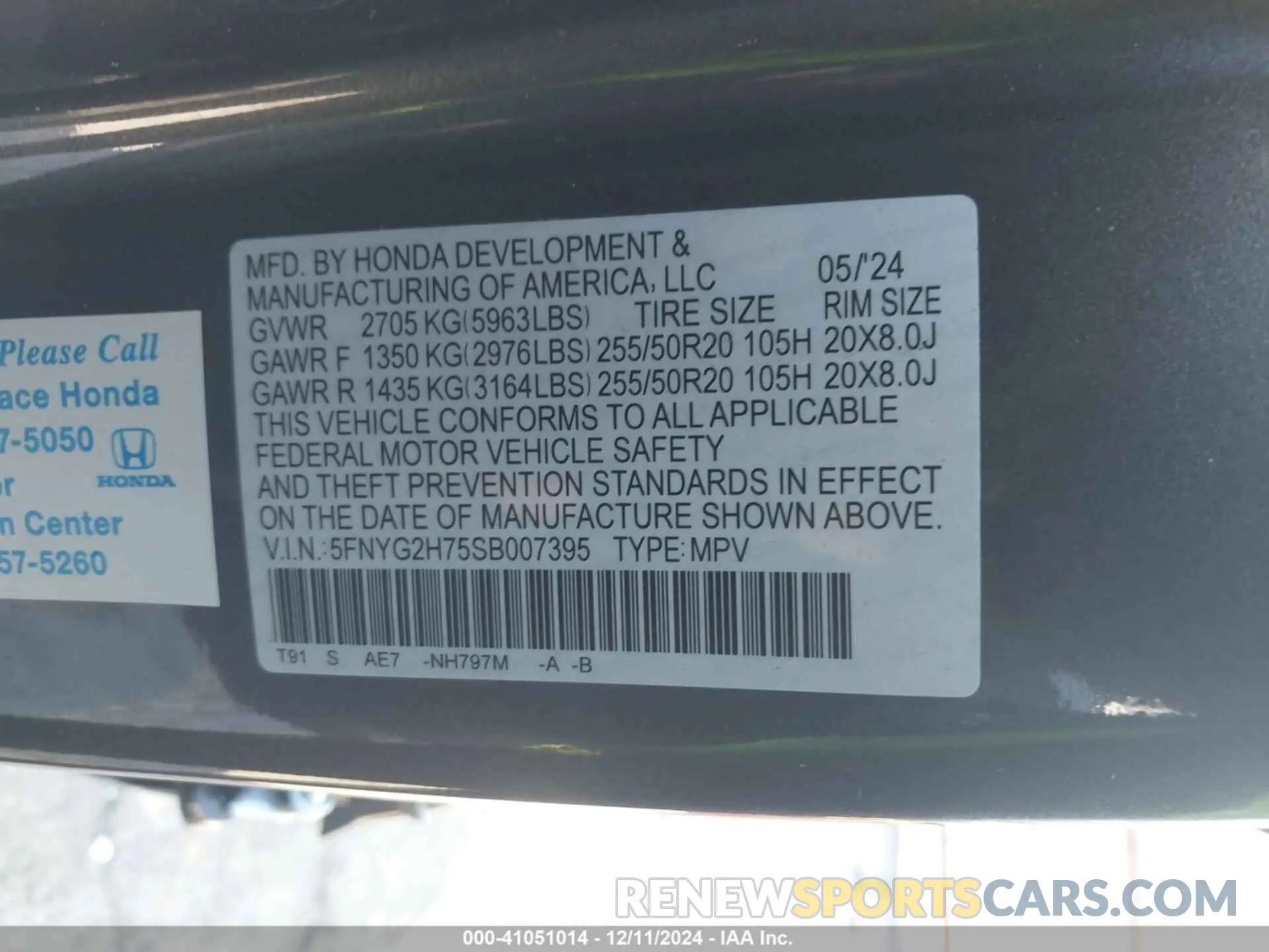 9 Photograph of a damaged car 5FNYG2H75SB007395 HONDA PILOT 2025