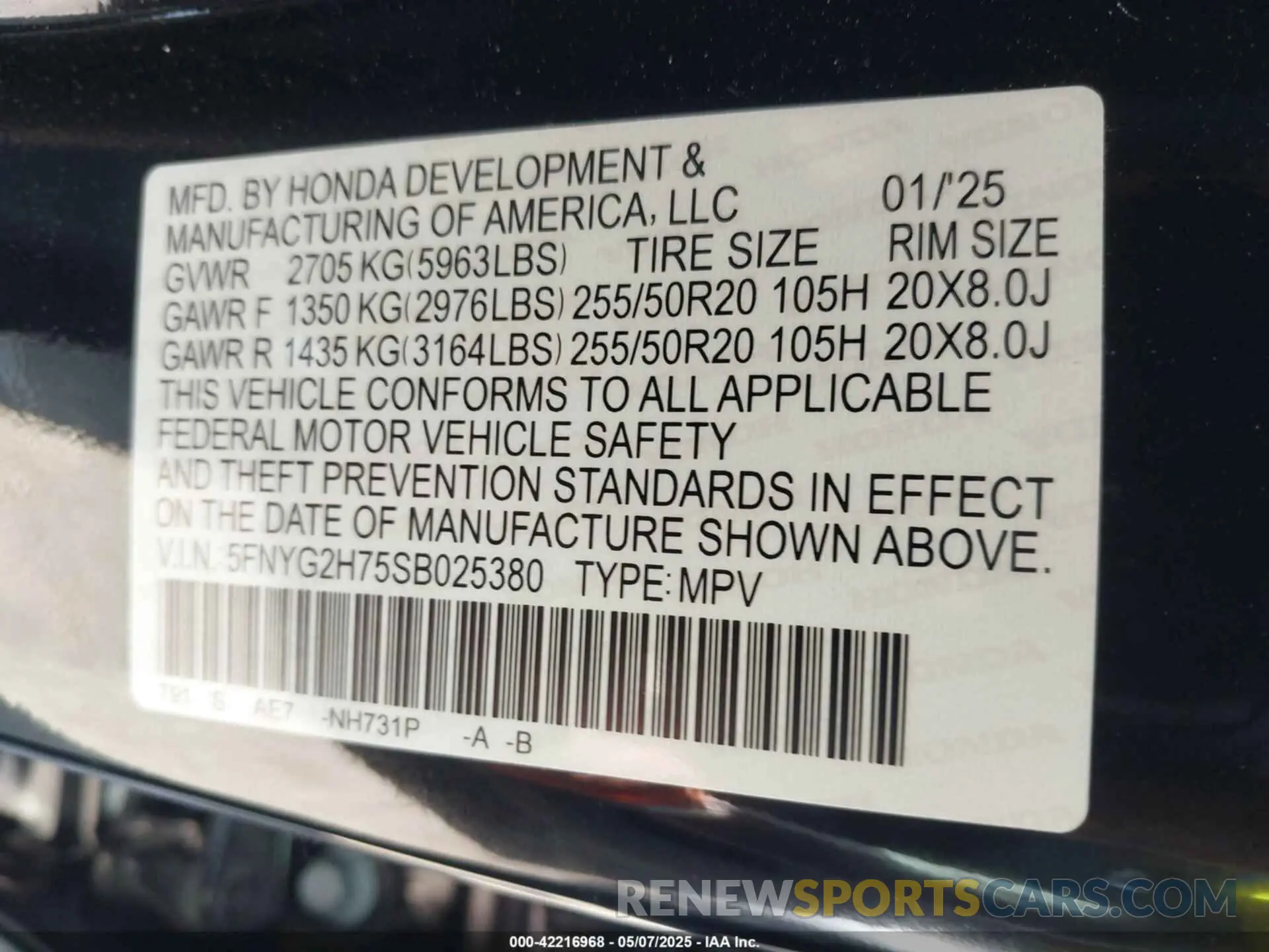 9 Photograph of a damaged car 5FNYG2H75SB025380 HONDA PILOT 2025