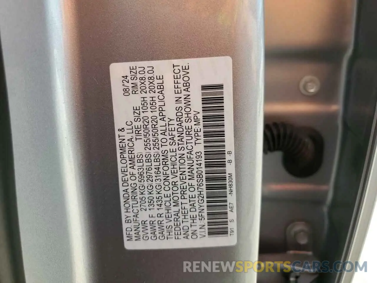 14 Photograph of a damaged car 5FNYG2H76SB014193 HONDA PILOT 2025