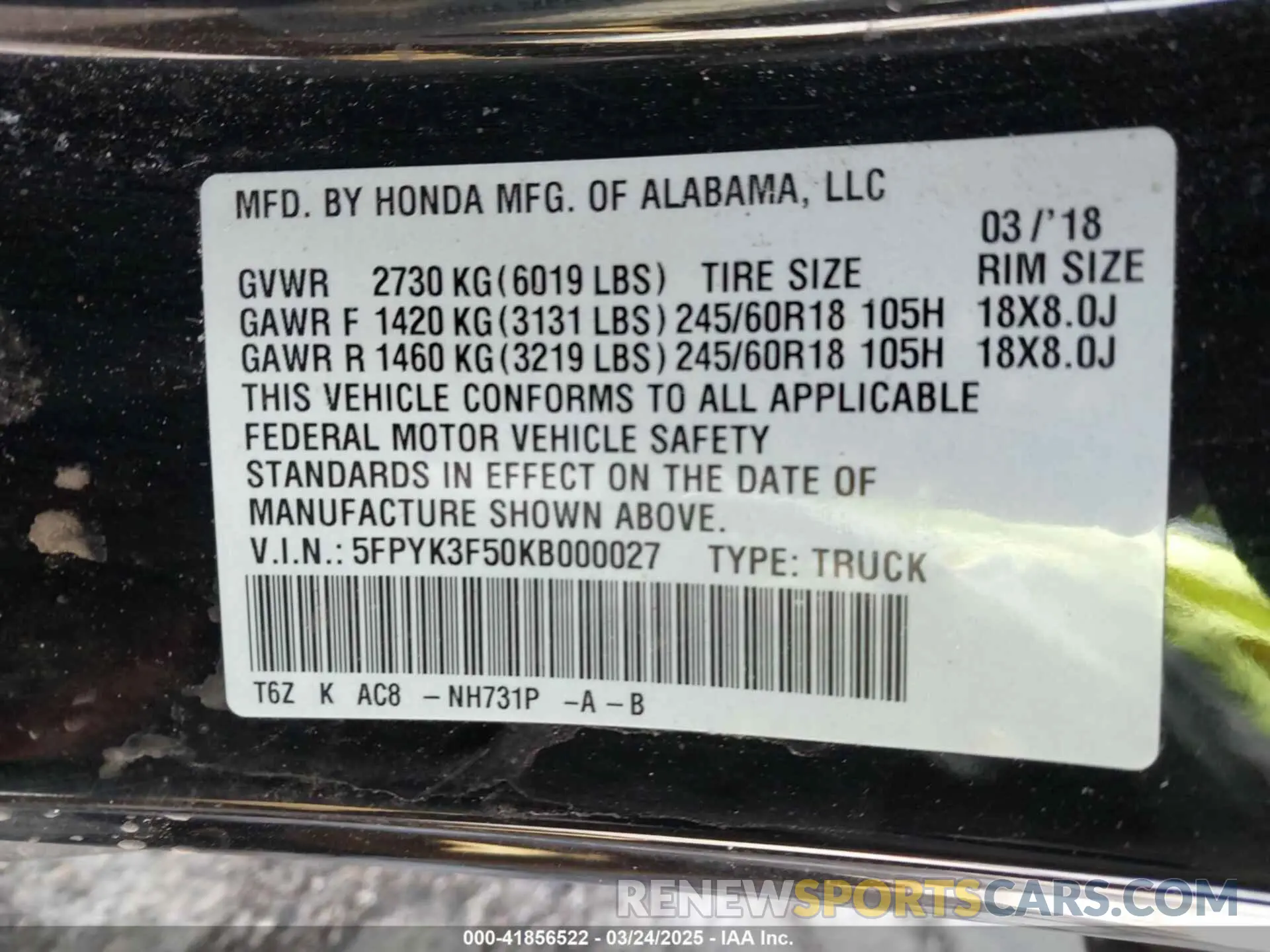 9 Photograph of a damaged car 5FPYK3F50KB000027 HONDA RIDGELINE 2019