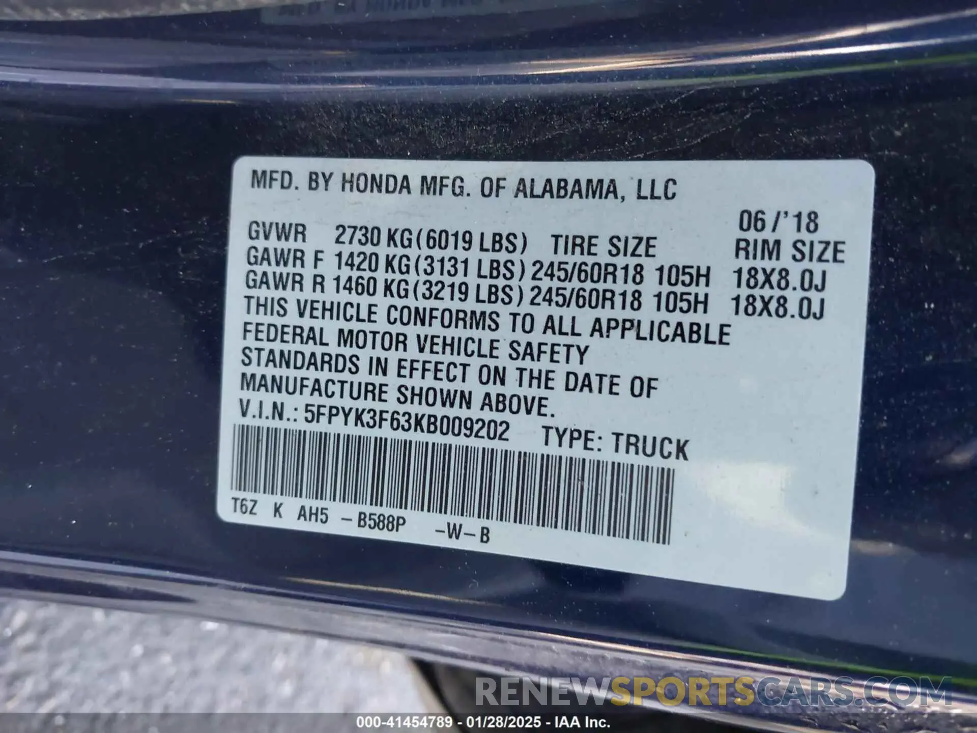 9 Photograph of a damaged car 5FPYK3F63KB009202 HONDA RIDGELINE 2019
