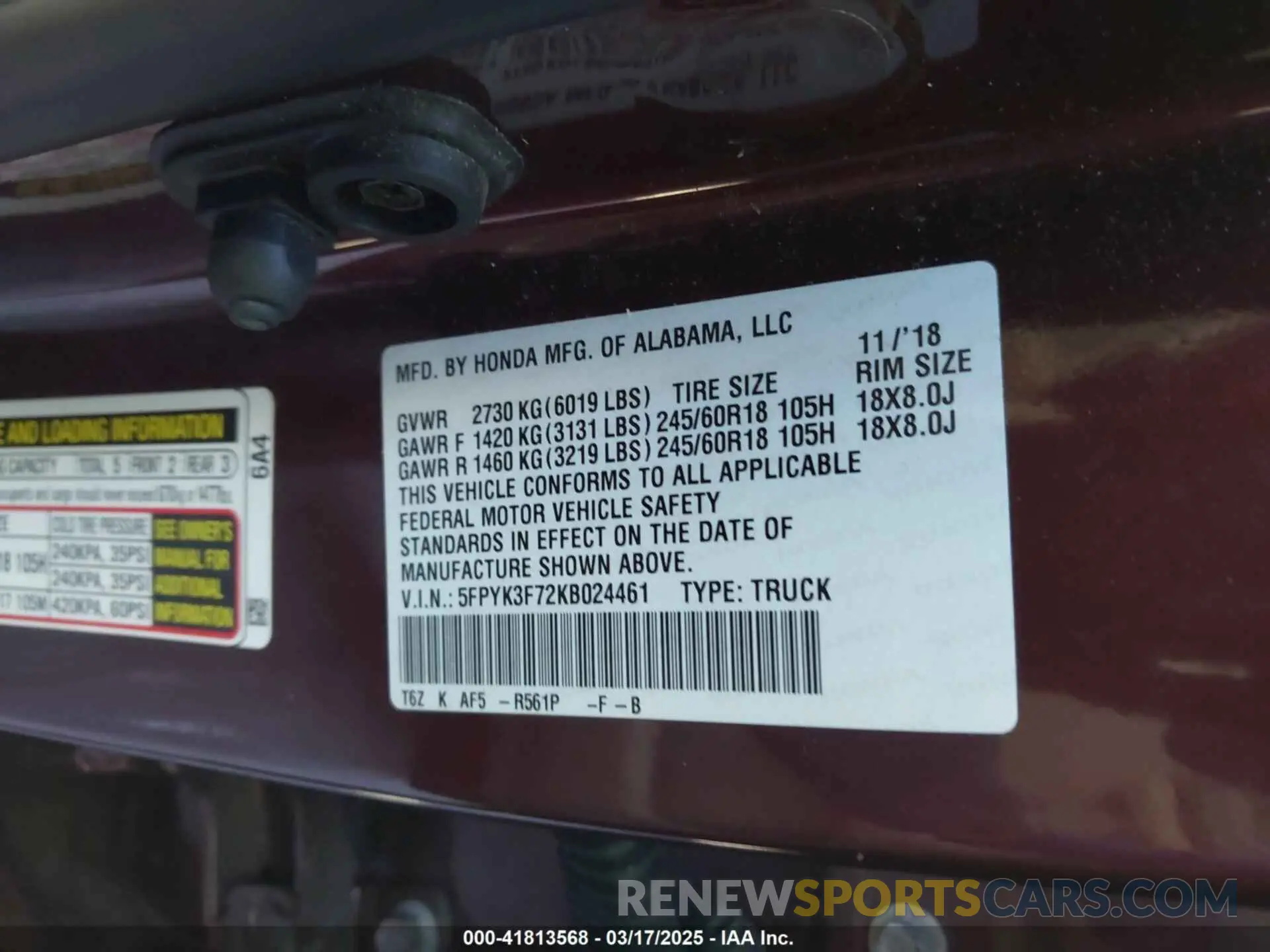 9 Photograph of a damaged car 5FPYK3F72KB024461 HONDA RIDGELINE 2019