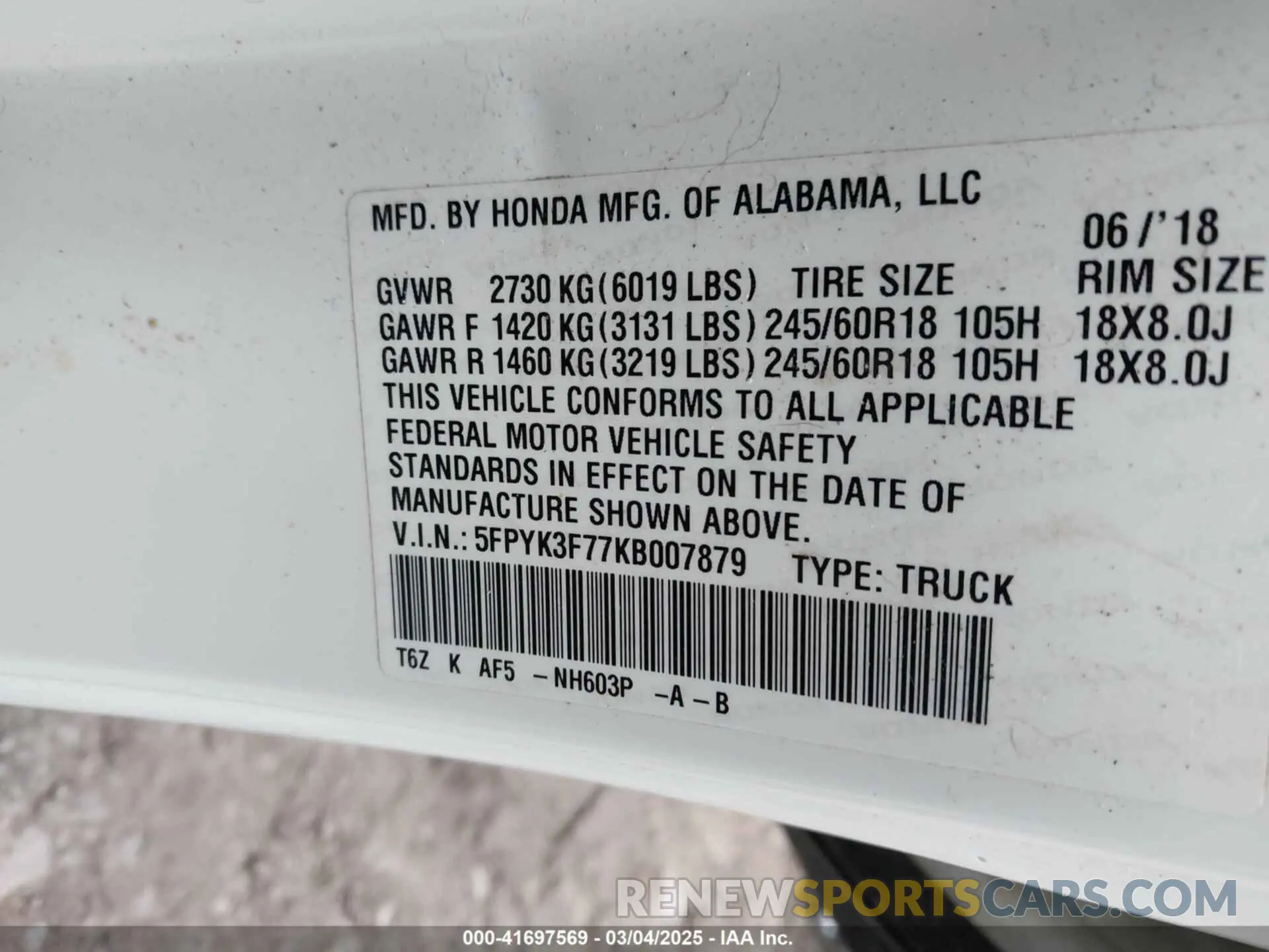 9 Photograph of a damaged car 5FPYK3F77KB007879 HONDA RIDGELINE 2019