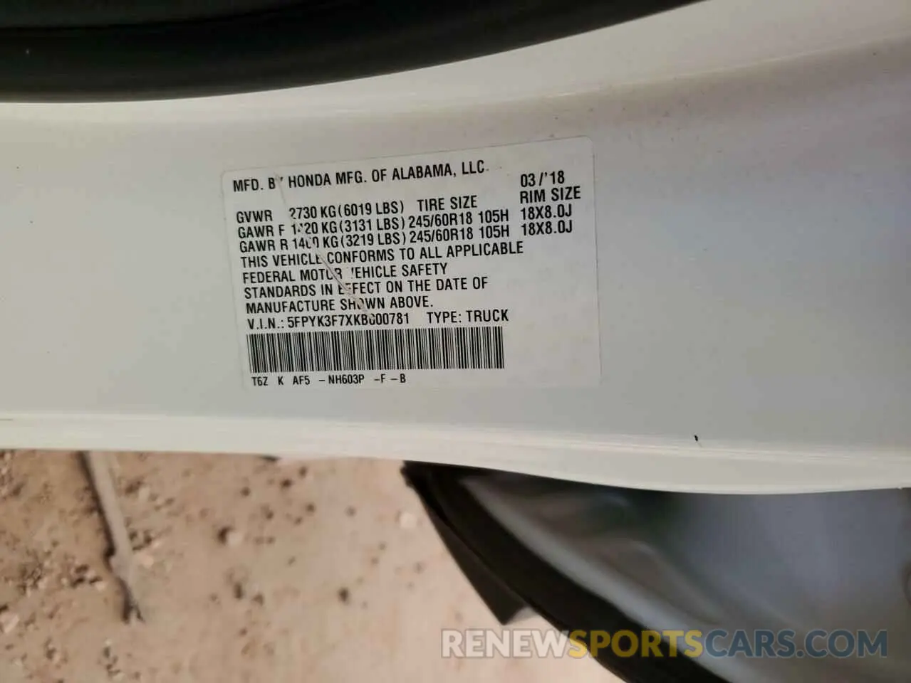 12 Photograph of a damaged car 5FPYK3F7XKB000781 HONDA RIDGELINE 2019