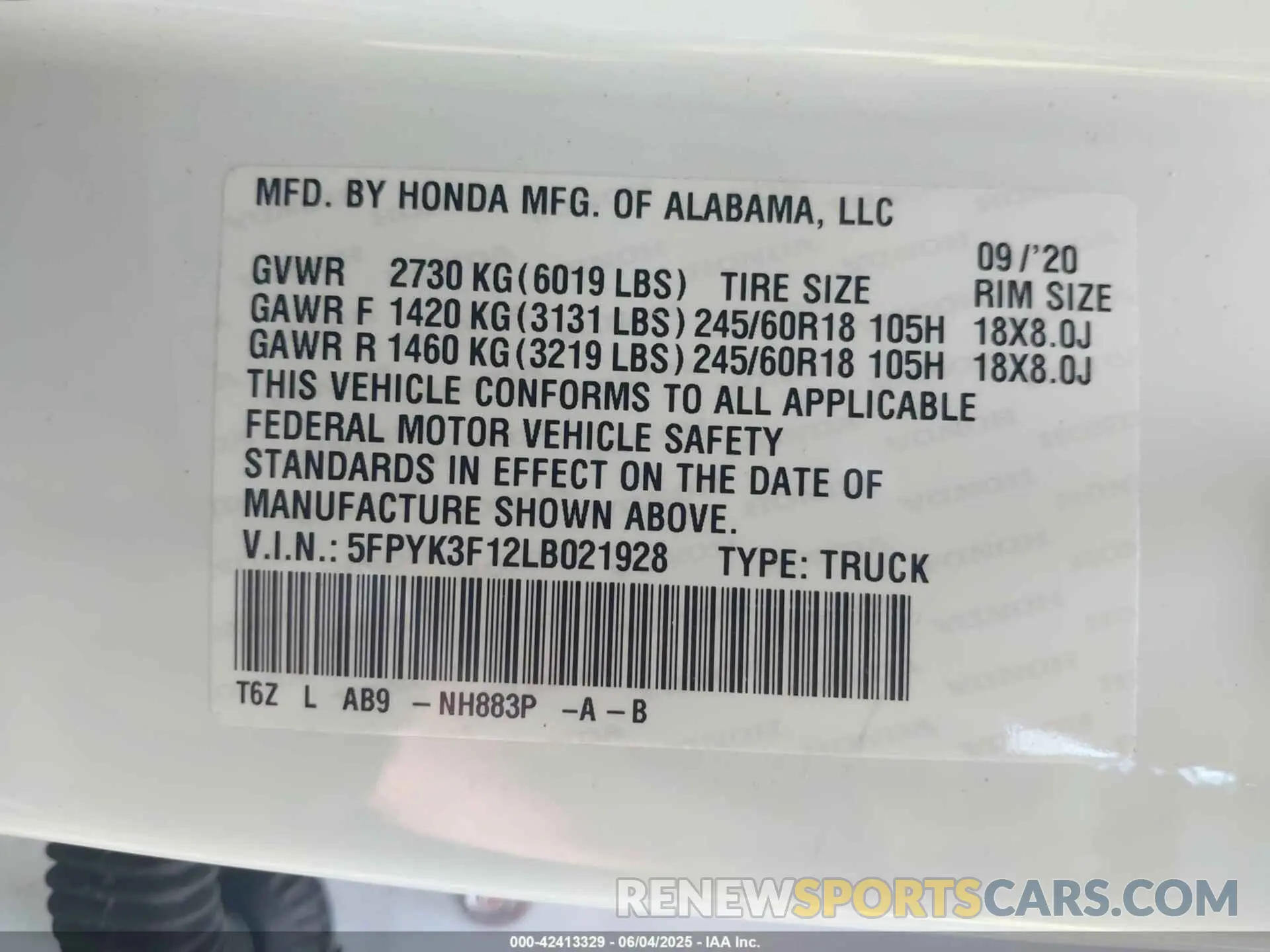 9 Photograph of a damaged car 5FPYK3F12LB021928 HONDA RIDGELINE 2020