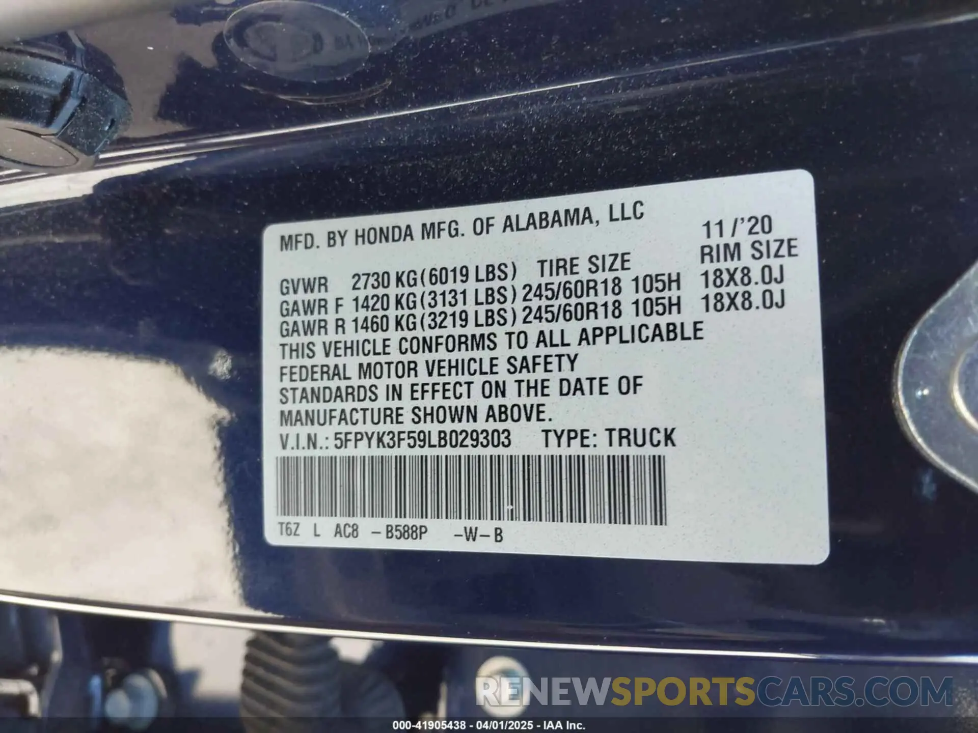 9 Photograph of a damaged car 5FPYK3F59LB029303 HONDA RIDGELINE 2020