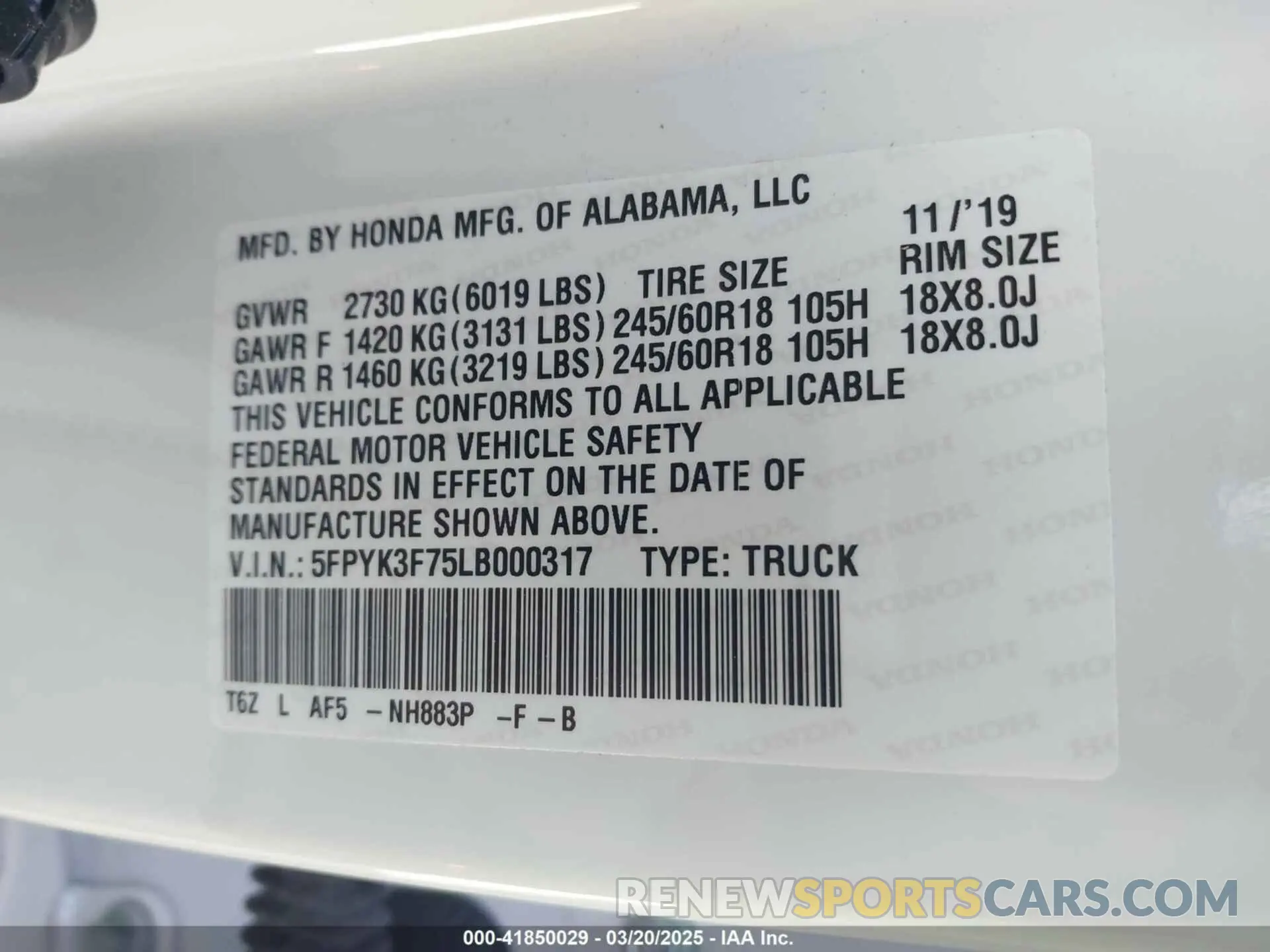 9 Photograph of a damaged car 5FPYK3F75LB000317 HONDA RIDGELINE 2020