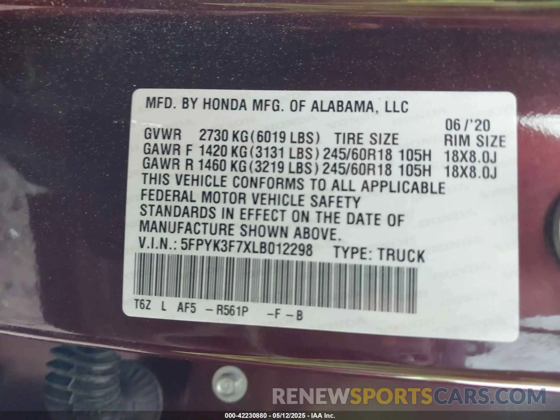9 Photograph of a damaged car 5FPYK3F7XLB012298 HONDA RIDGELINE 2020