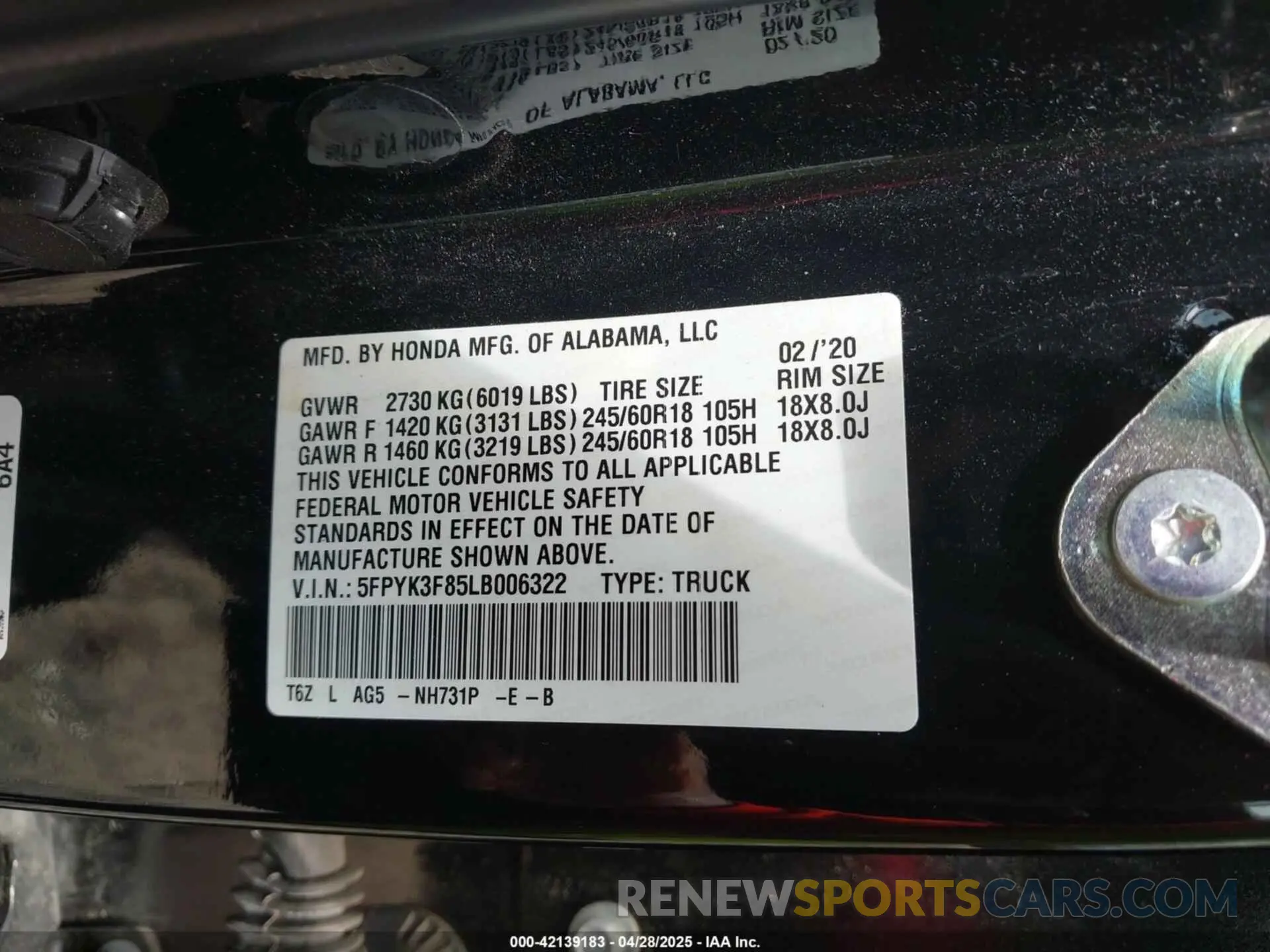 9 Photograph of a damaged car 5FPYK3F85LB006322 HONDA RIDGELINE 2020