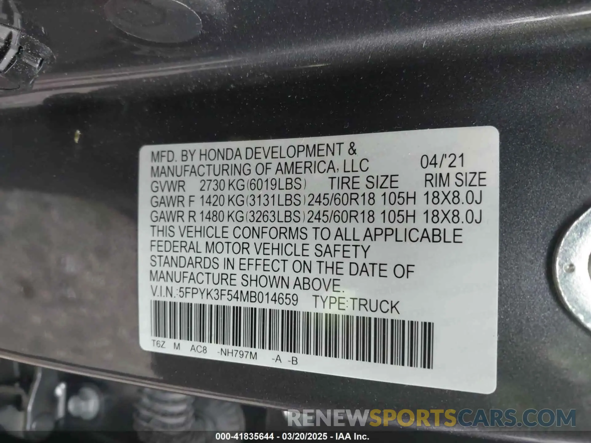 9 Photograph of a damaged car 5FPYK3F54MB014659 HONDA RIDGELINE 2021