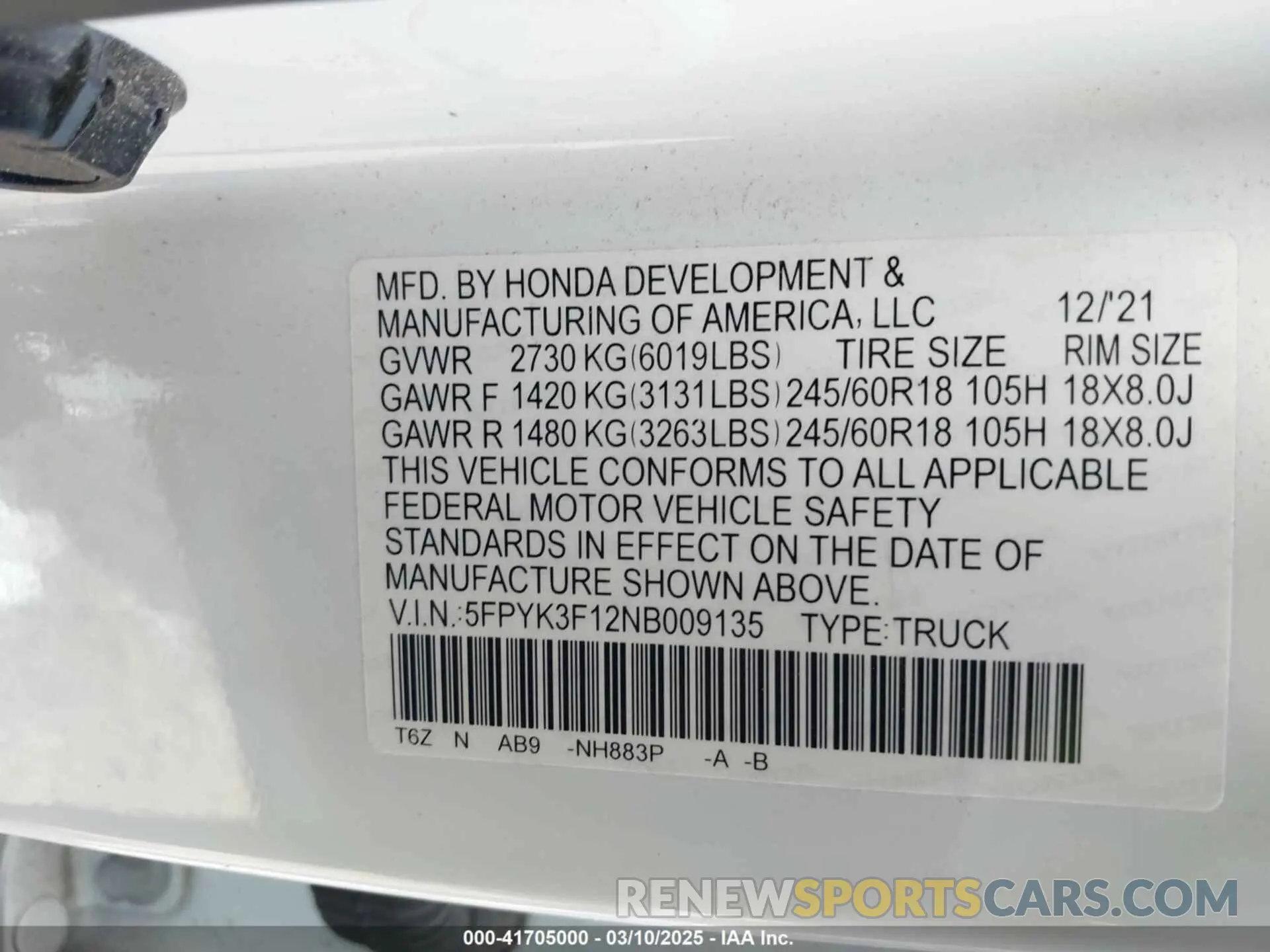 9 Photograph of a damaged car 5FPYK3F12NB009135 HONDA RIDGELINE 2022