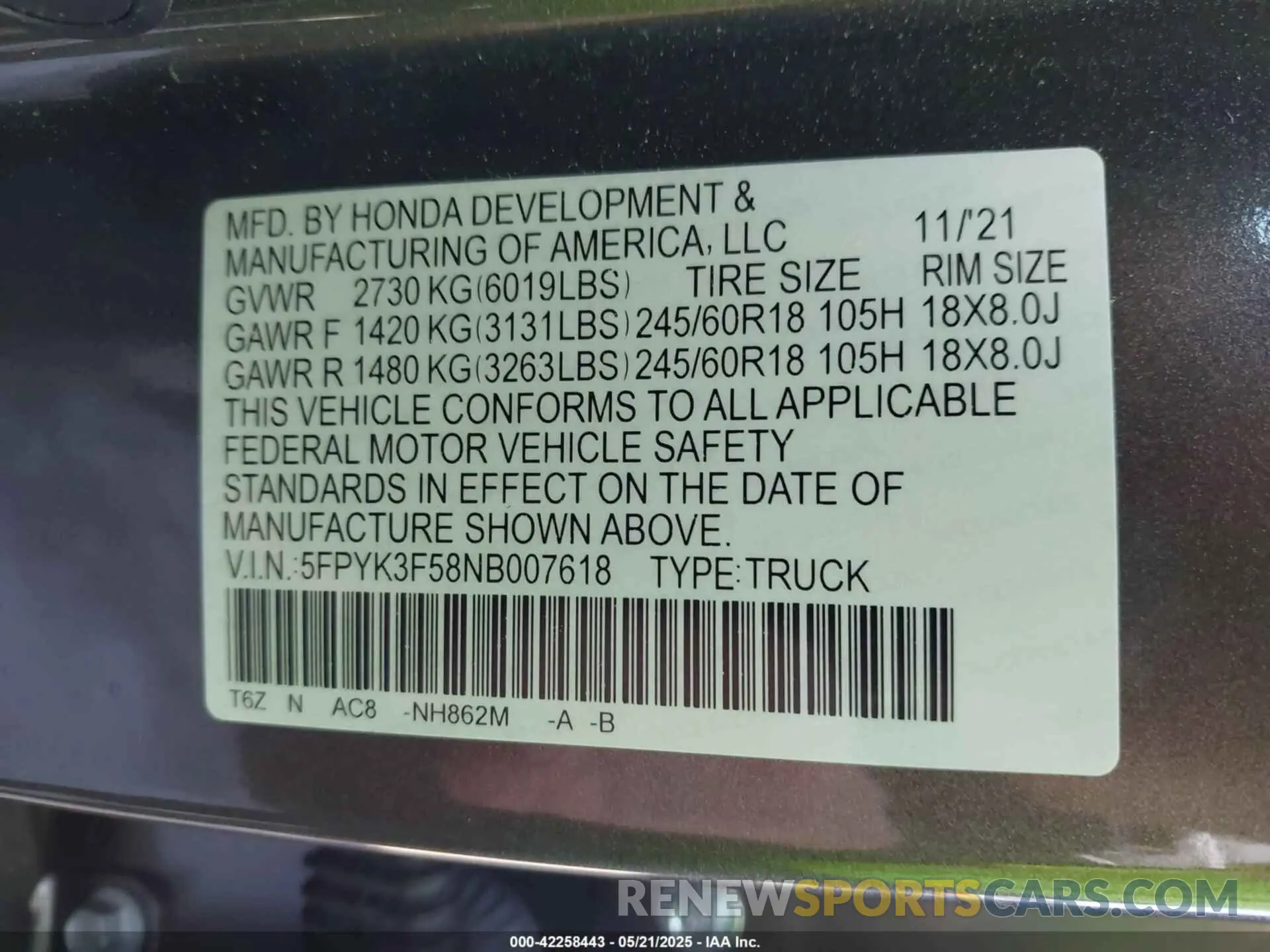 9 Photograph of a damaged car 5FPYK3F58NB007618 HONDA RIDGELINE 2022
