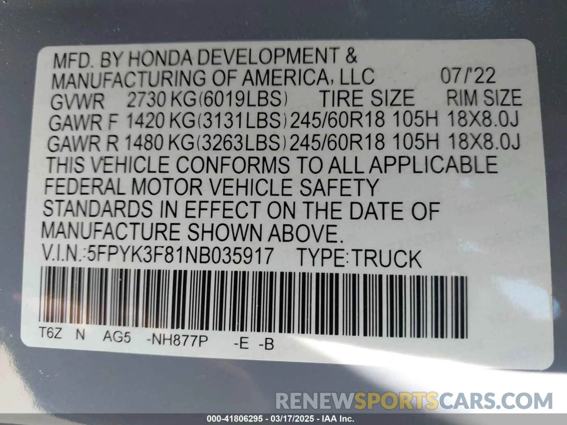 9 Photograph of a damaged car 5FPYK3F81NB035917 HONDA RIDGELINE 2022